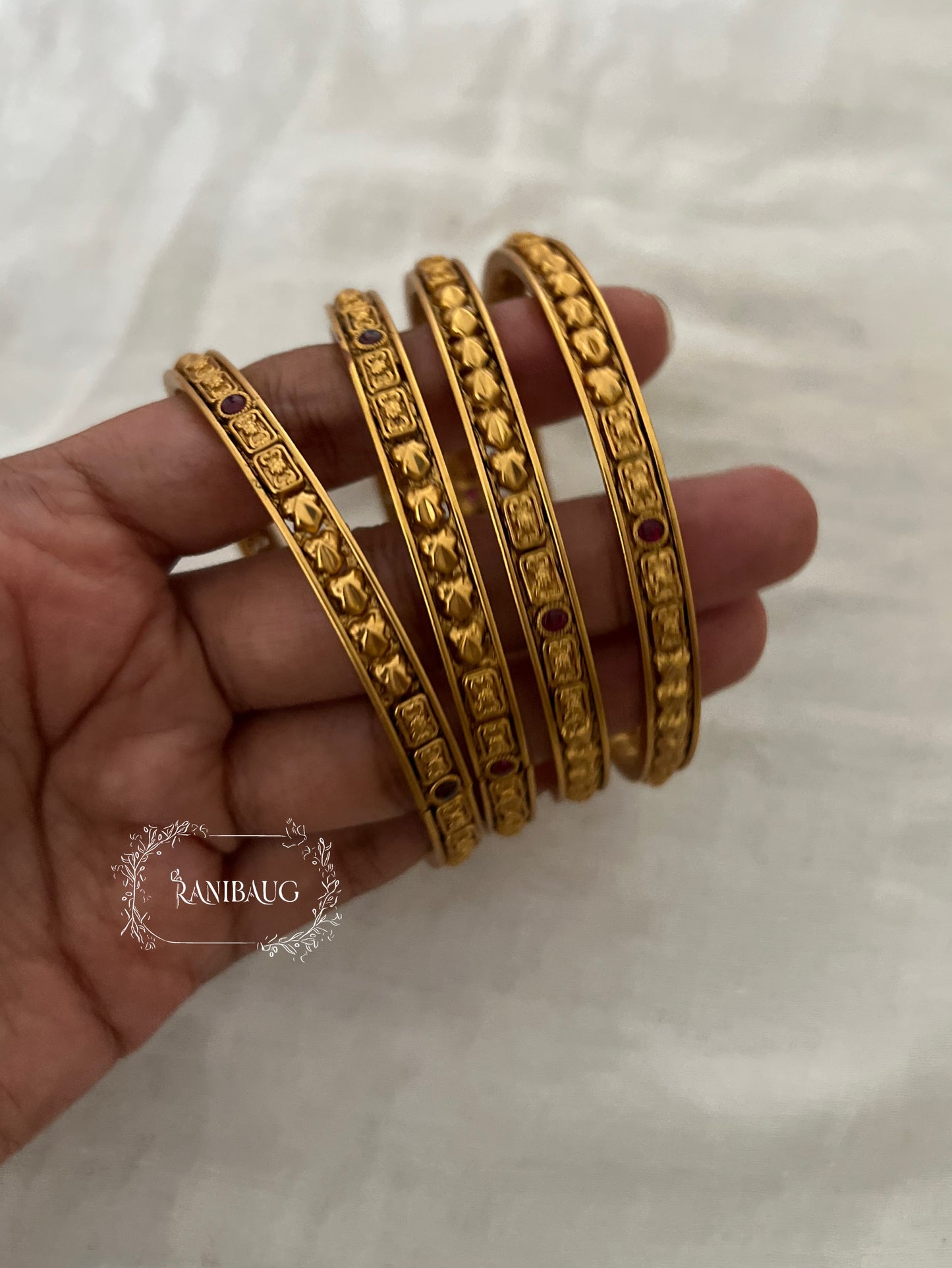 Aaradhya Rich Gold Finish Designer Traditional Heritage Bangles By Ranibaug