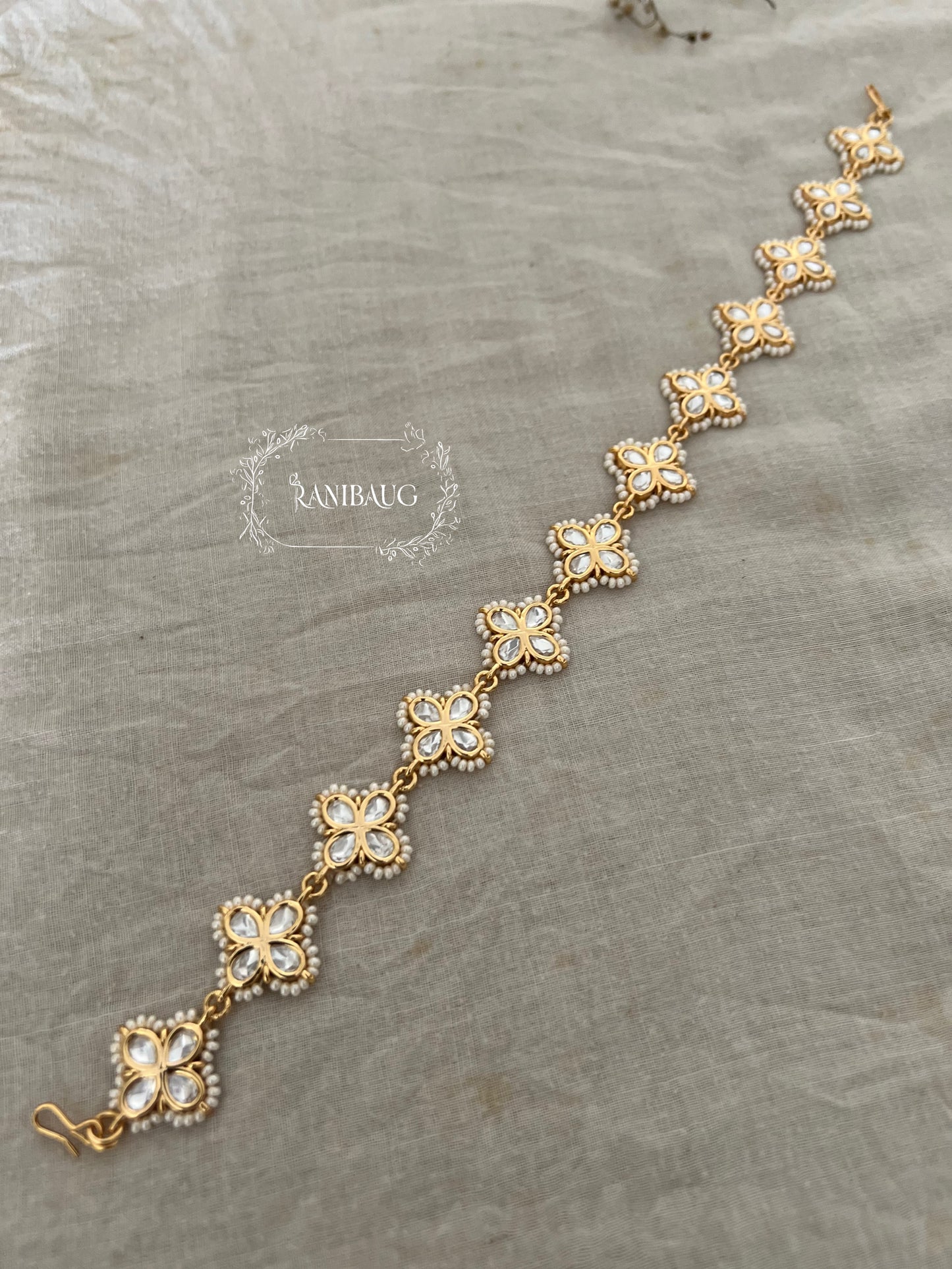 Aarini Elegant Gold Polki Kundan Sheeshpatti By Ranibaug