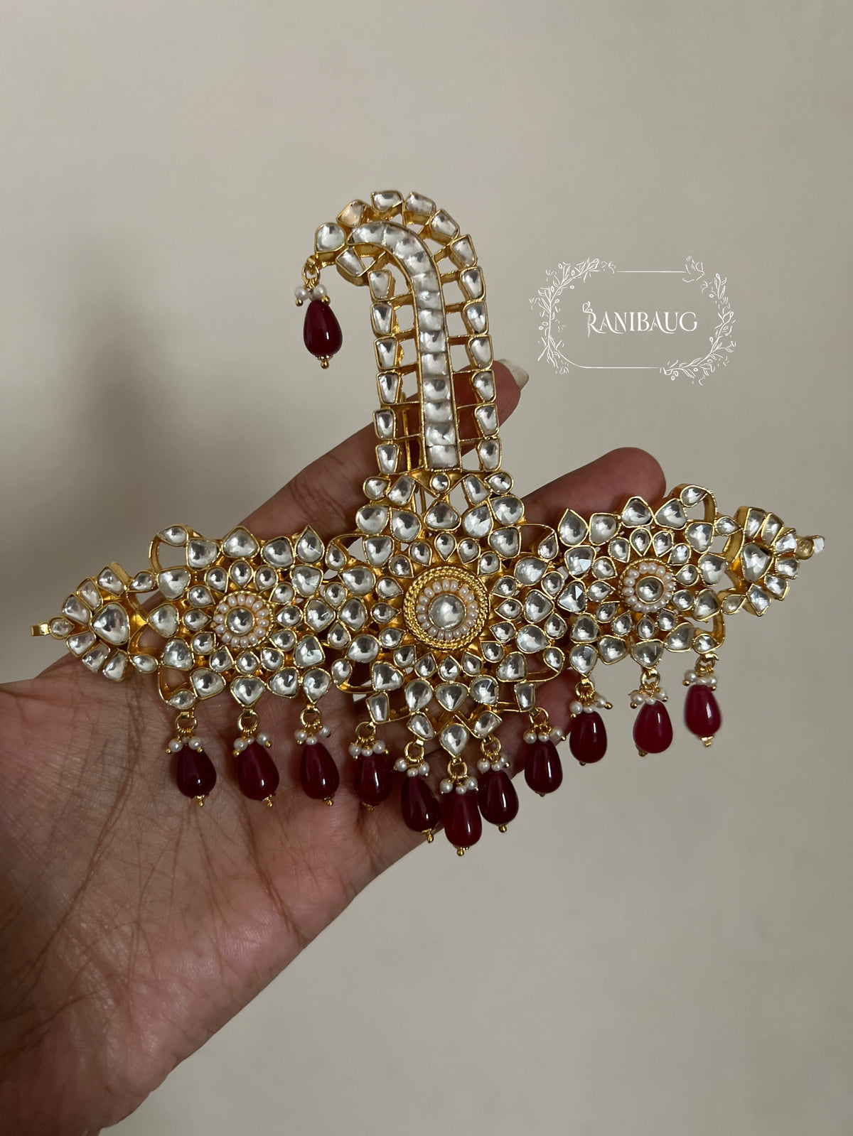 Agastya Gold Finish Kundan Studded Royal Statement Kalgi For Groom By Ranibaug