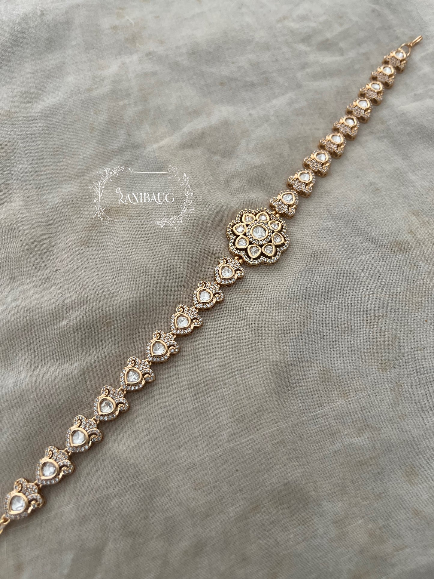Ajabde Floral Polki Sheeshpatti In Rich Gold Finish Indian Hair Jewelry By Ranibaug