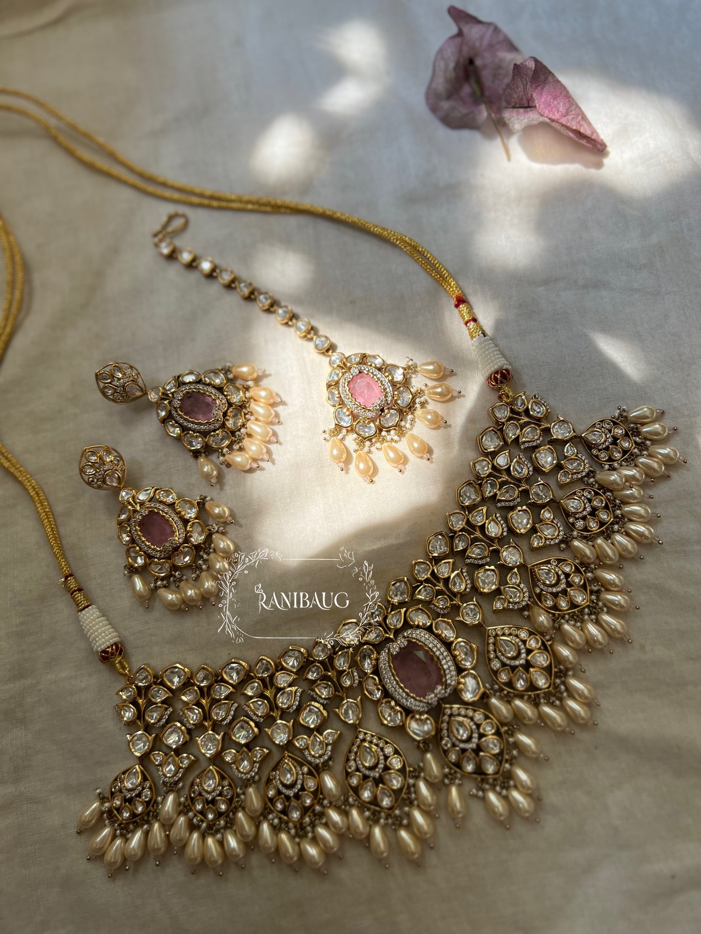 Akriti Heavy Jadau Kundan Work Gold Plated Jewellery Set By Ranibaug