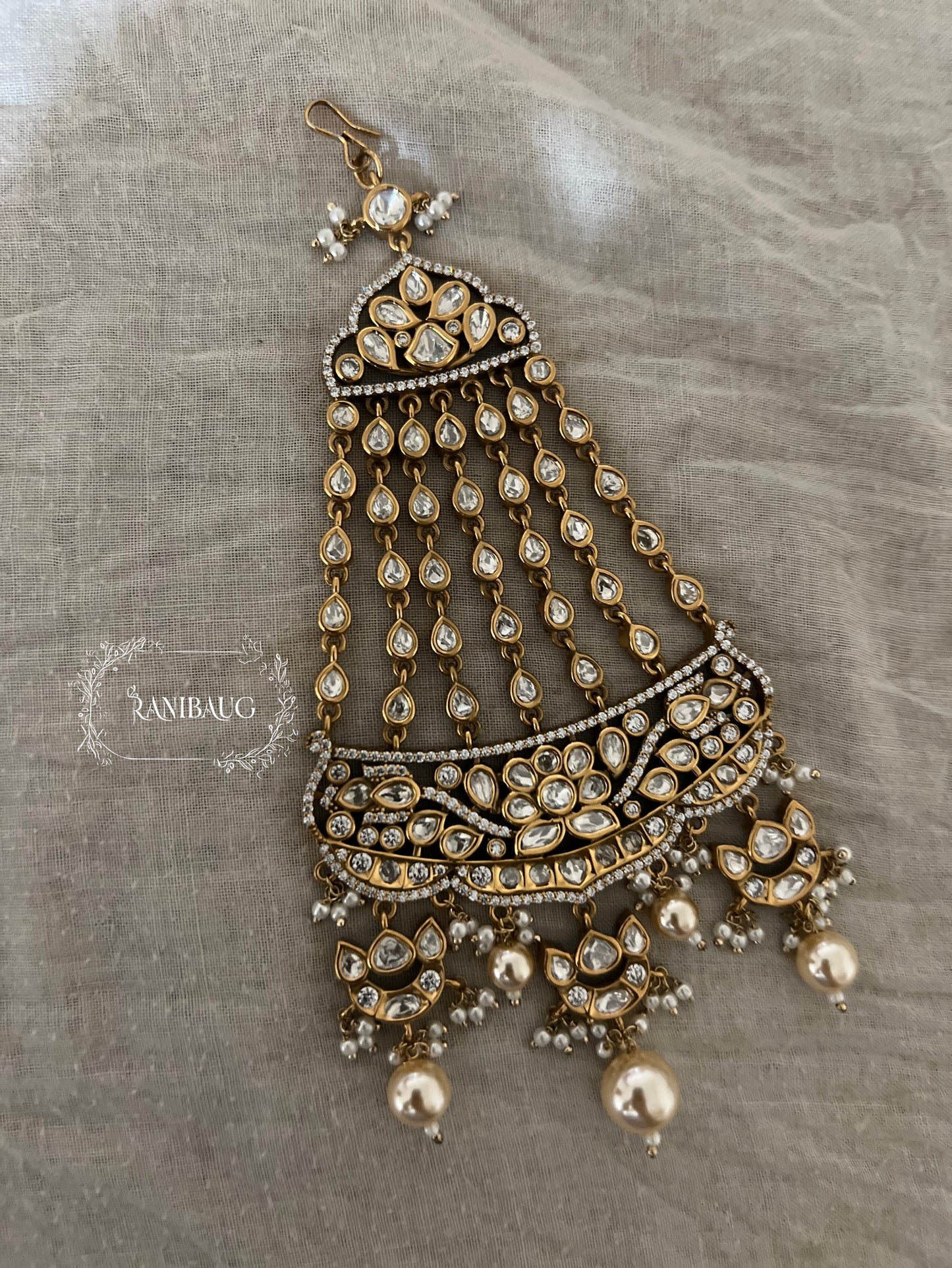 Amaira Unique Polki Kundan Studded Gold Plated Passa By Ranibaug