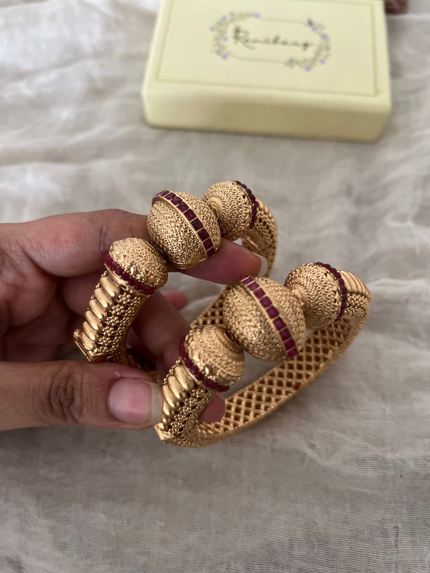 Amrita Red Gold Bangles Kada Rose Gold Tone By Ranibaug