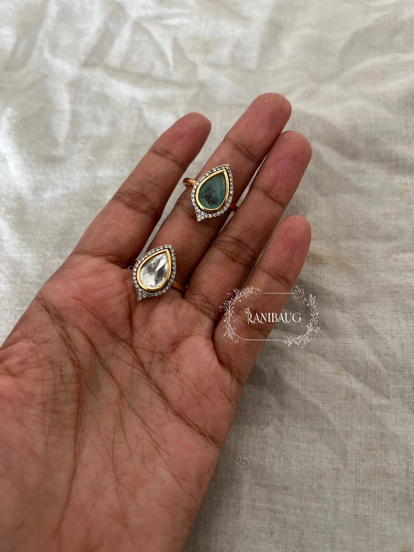 Anamika Teardrop Polki Kundan Single Solitaire Inspired Ring By Ranibaug