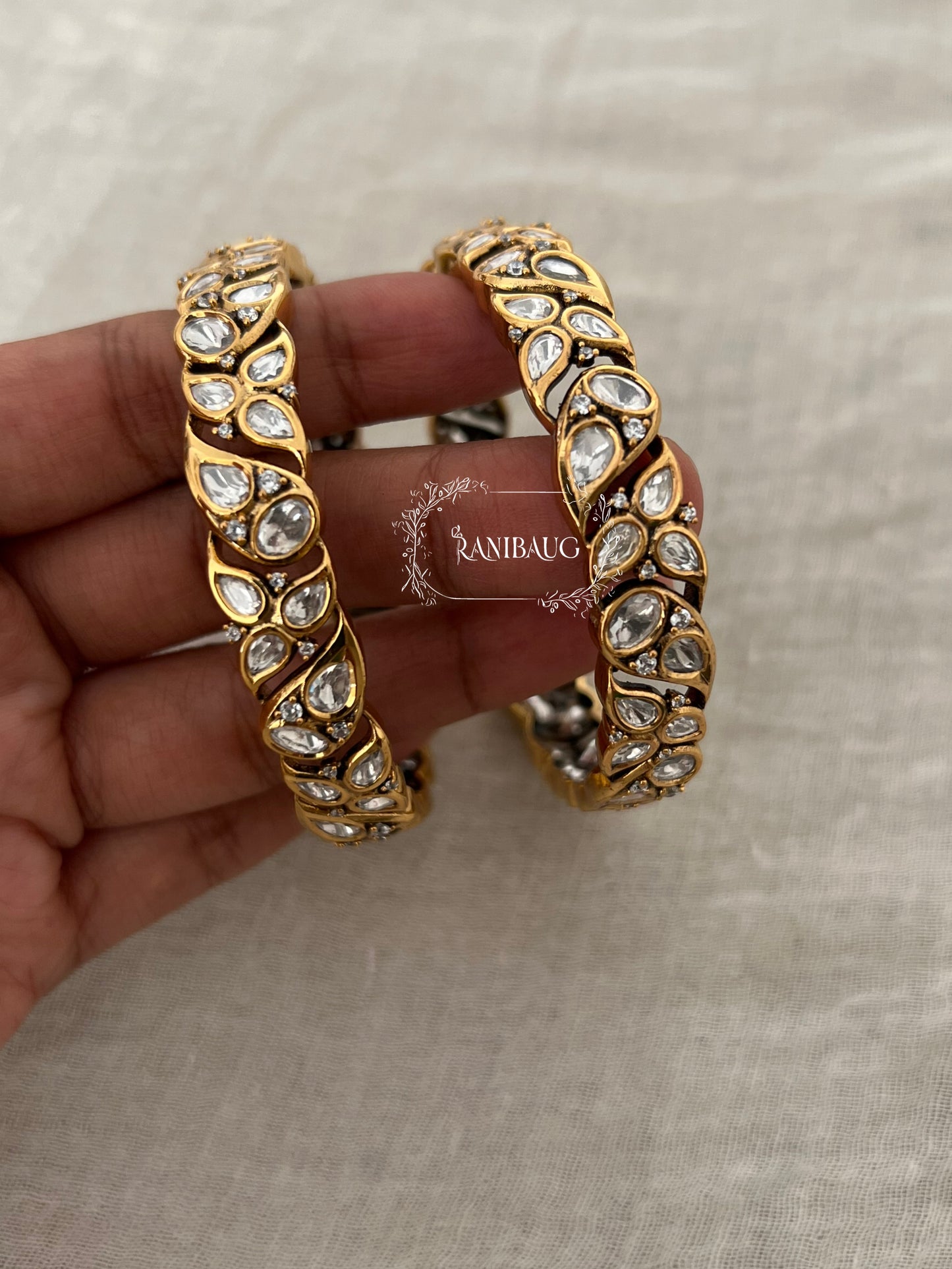 Anamika Traditional Indian Aesthetic Polki Bangles Set By Ranibaug
