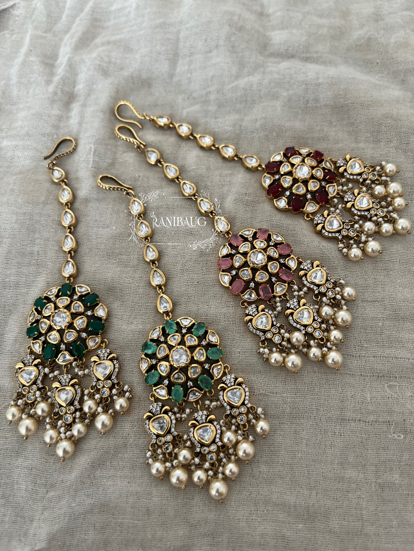 Arushi Designer Luxury Maang Tikka For Bride With Pearls By Ranibaug