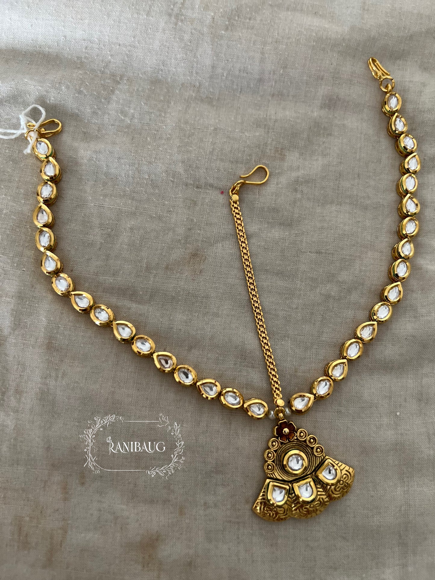 Devyani Polki Kundan Heritage Floral Motif Tikka Matha Patti Jewelry By Ranibaug