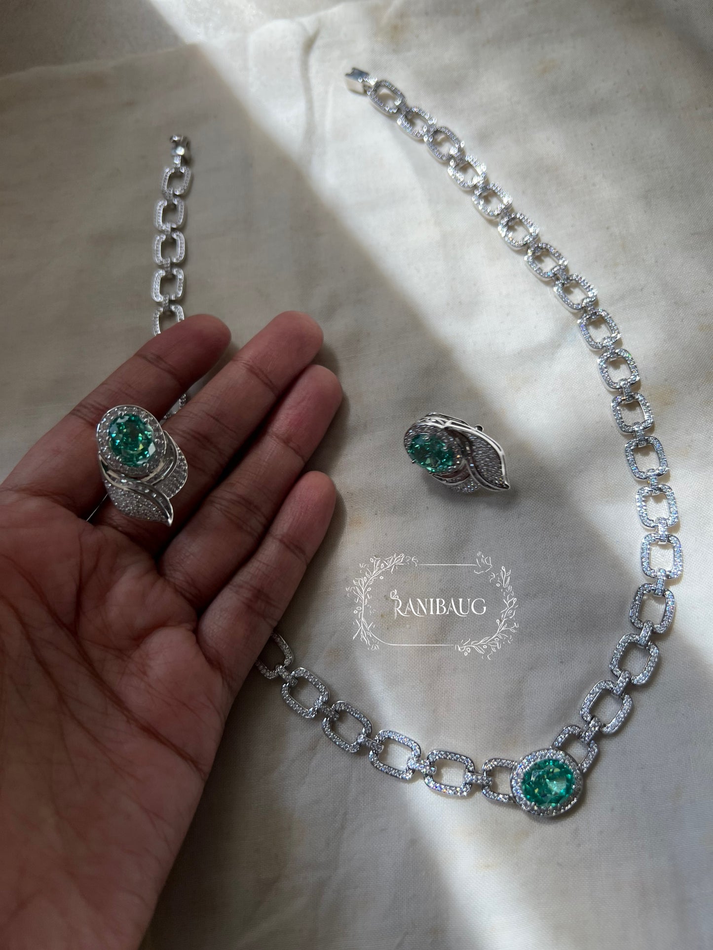 Emerald Royale Diamond Necklace Set By Ranibaug
