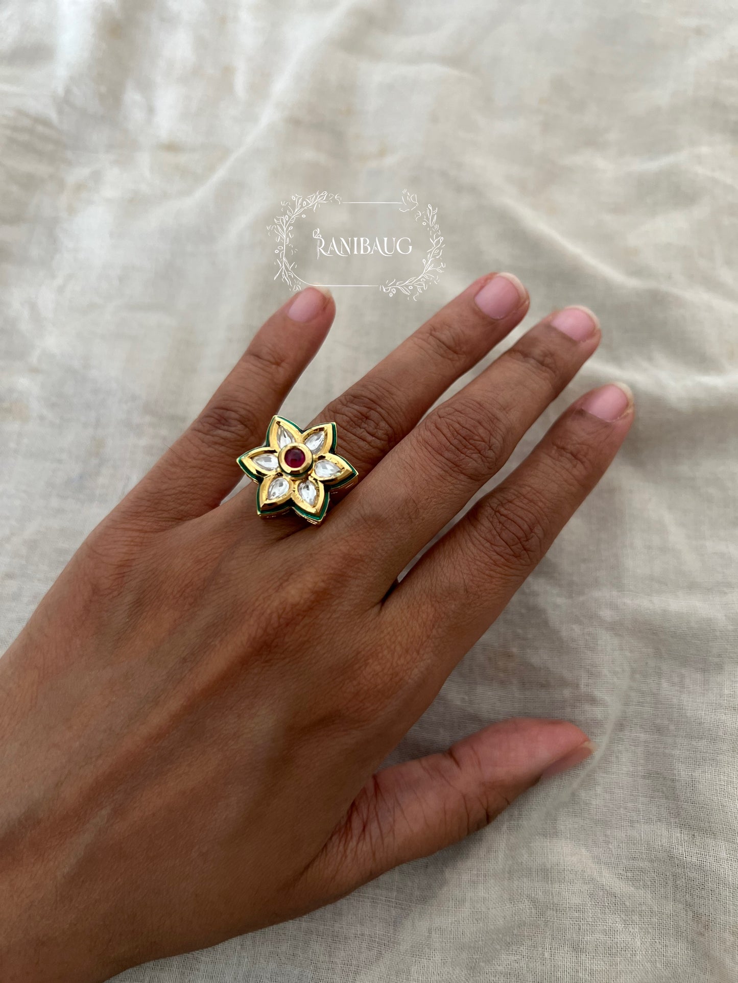 Gul Floral Polki Kundan Classic Ring Jewelry By Ranibaug