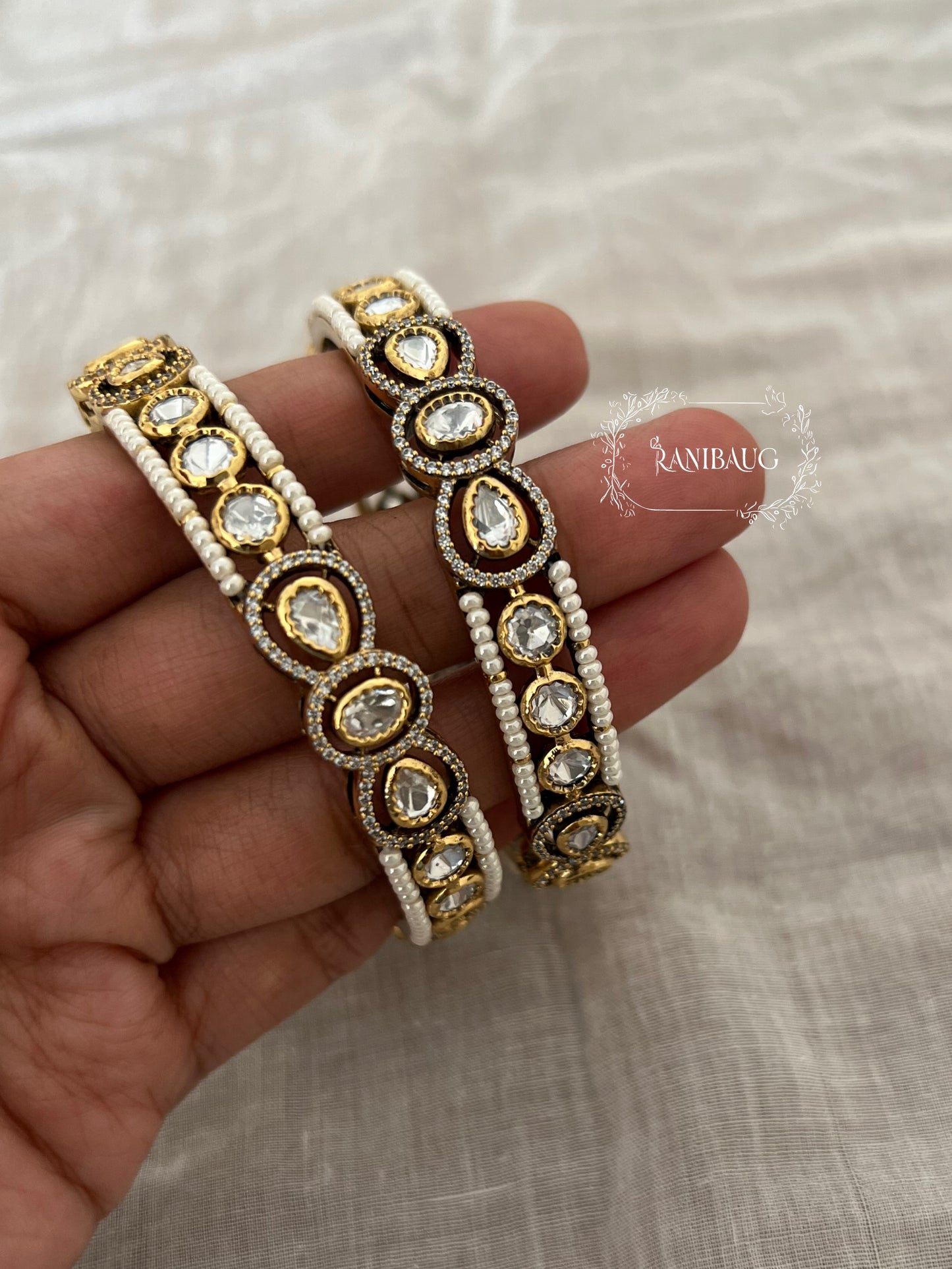 Harshita Polki Kundan Bangles By Ranibaug