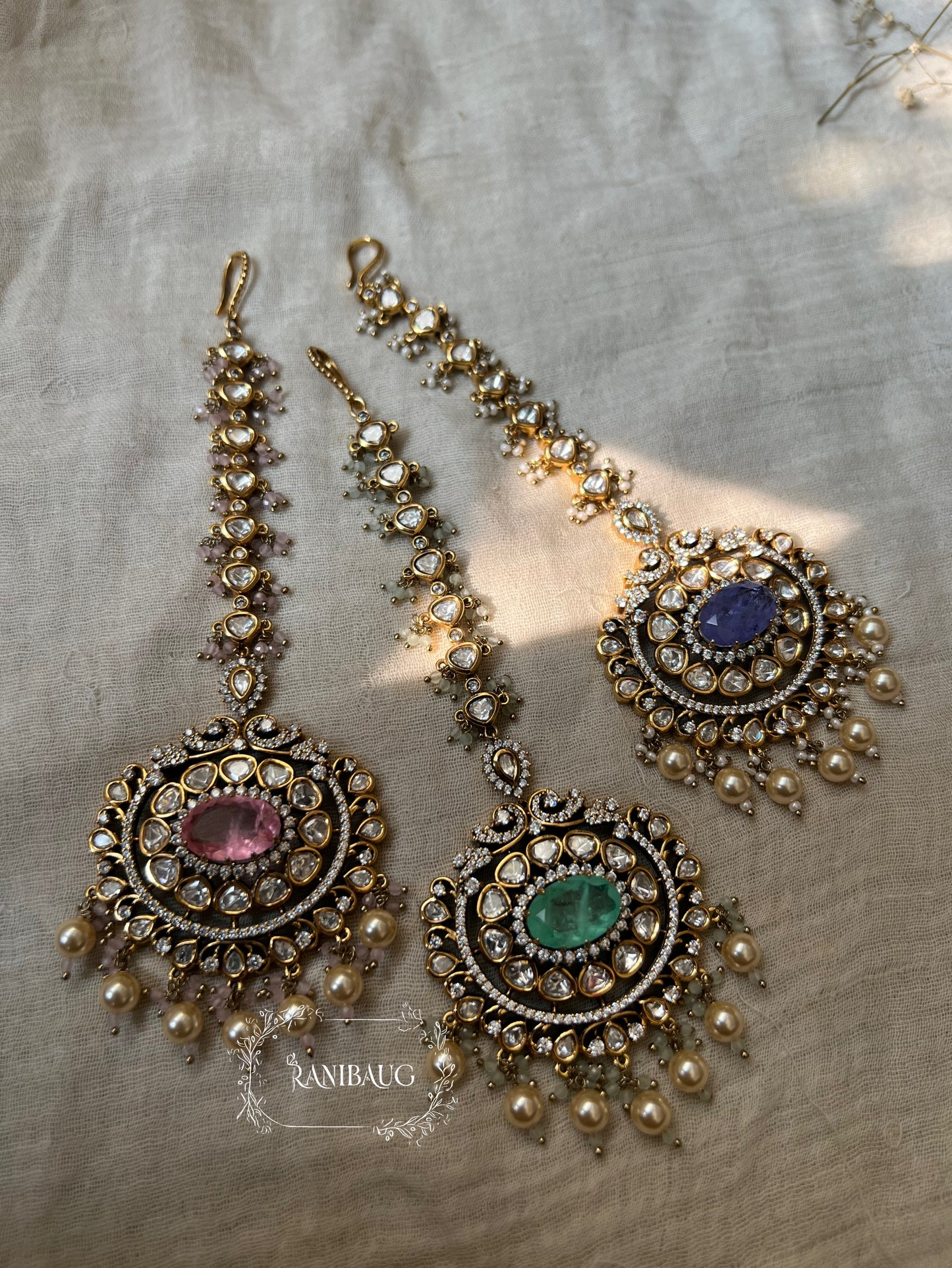 Himakshi Vintage Victorian Finish Mossainite Maang Tikka By Ranibaug