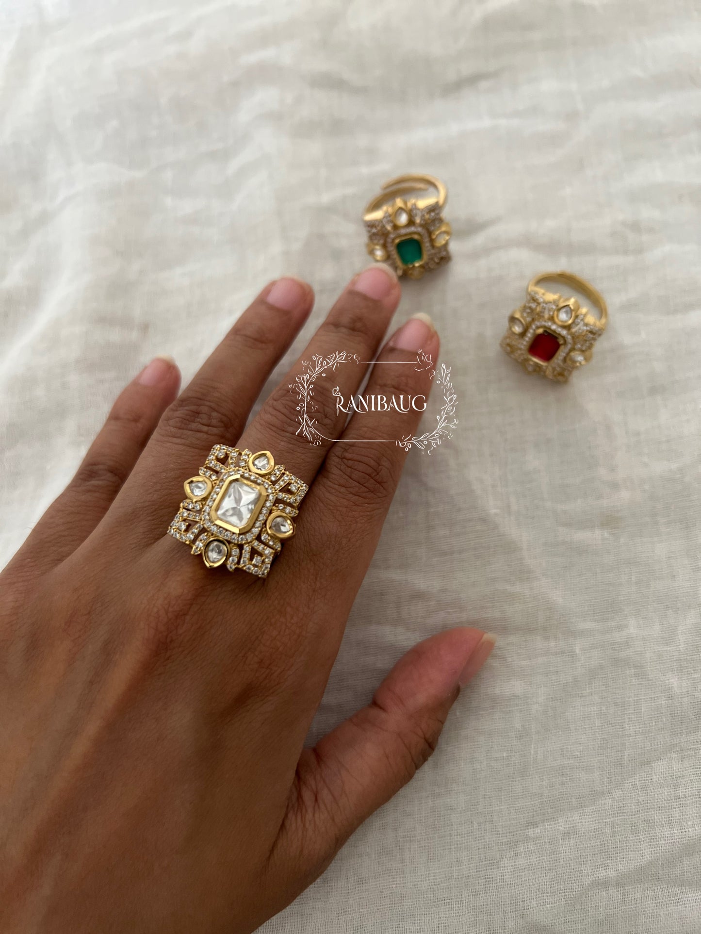 Poorvika Polki Kundan Studded Minimal Ring Jewelry By Ranibaug