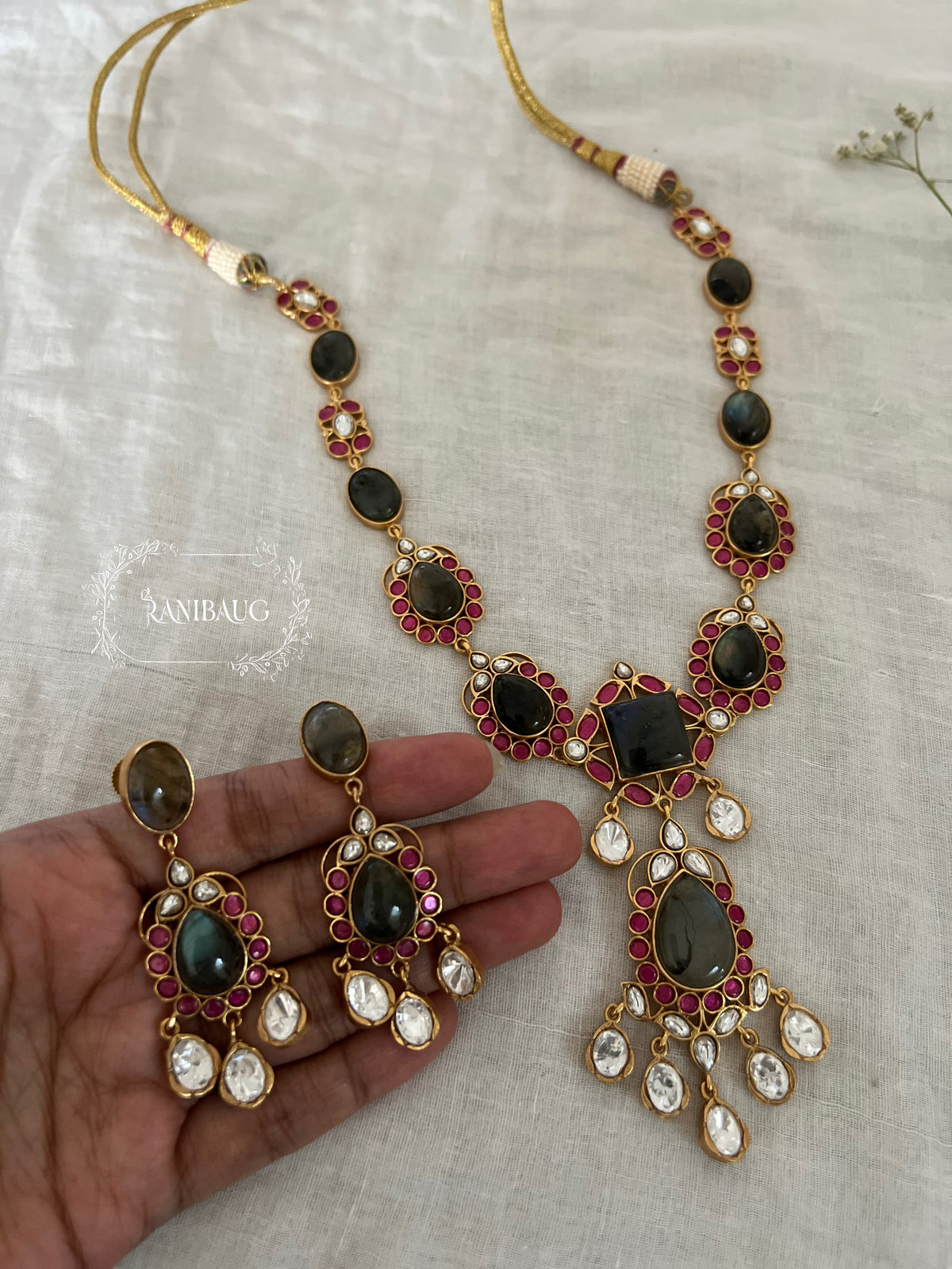 Pallavi Rang Antique Gold Plated Kundan Gemstone By Ranibaug