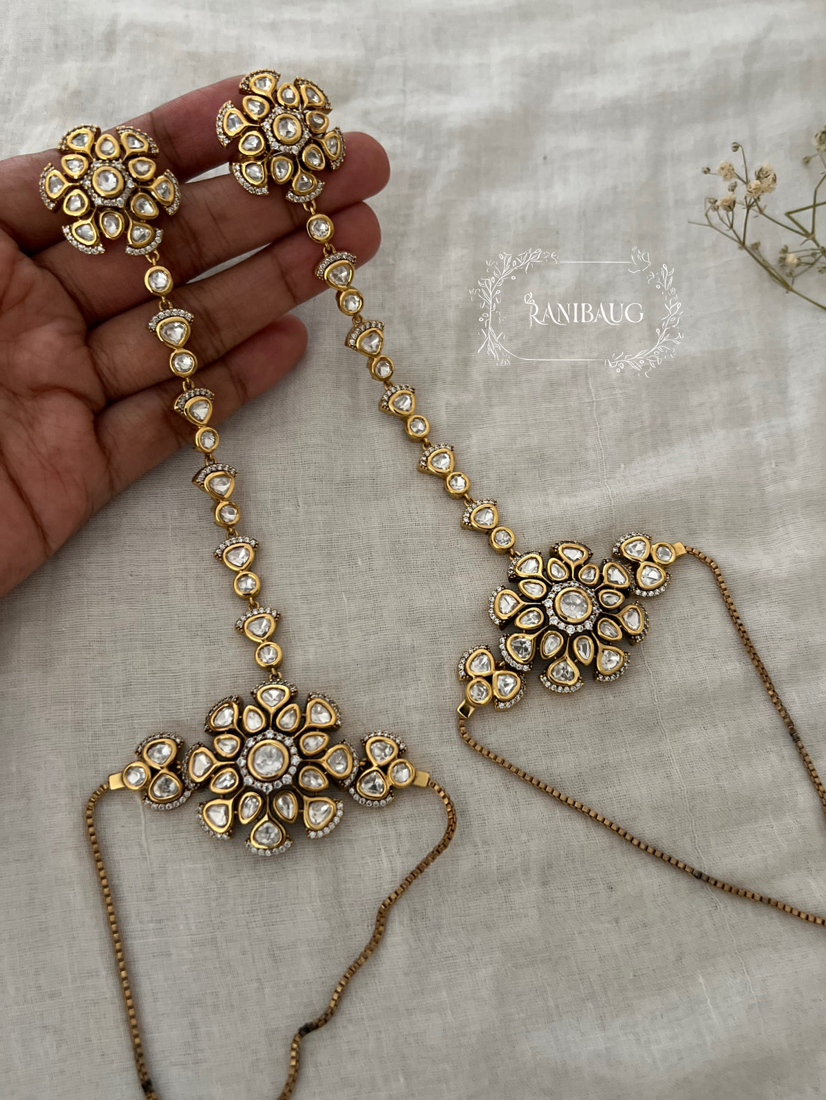Surbhi Minimal Polki Haath Phool | Ranibaug