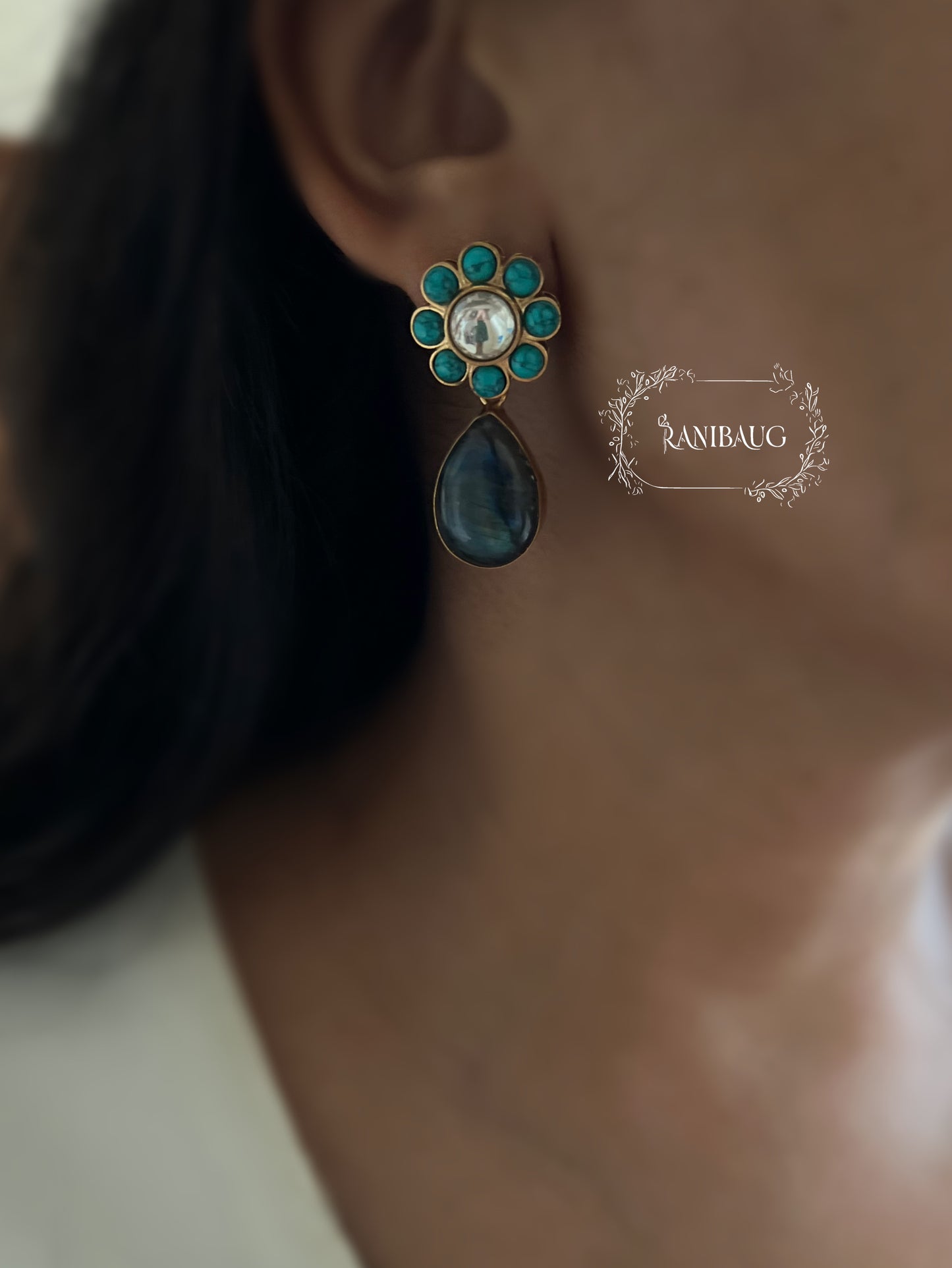 Pallavi Rang Antique Gold Plated Kundan Gemstone By Ranibaug