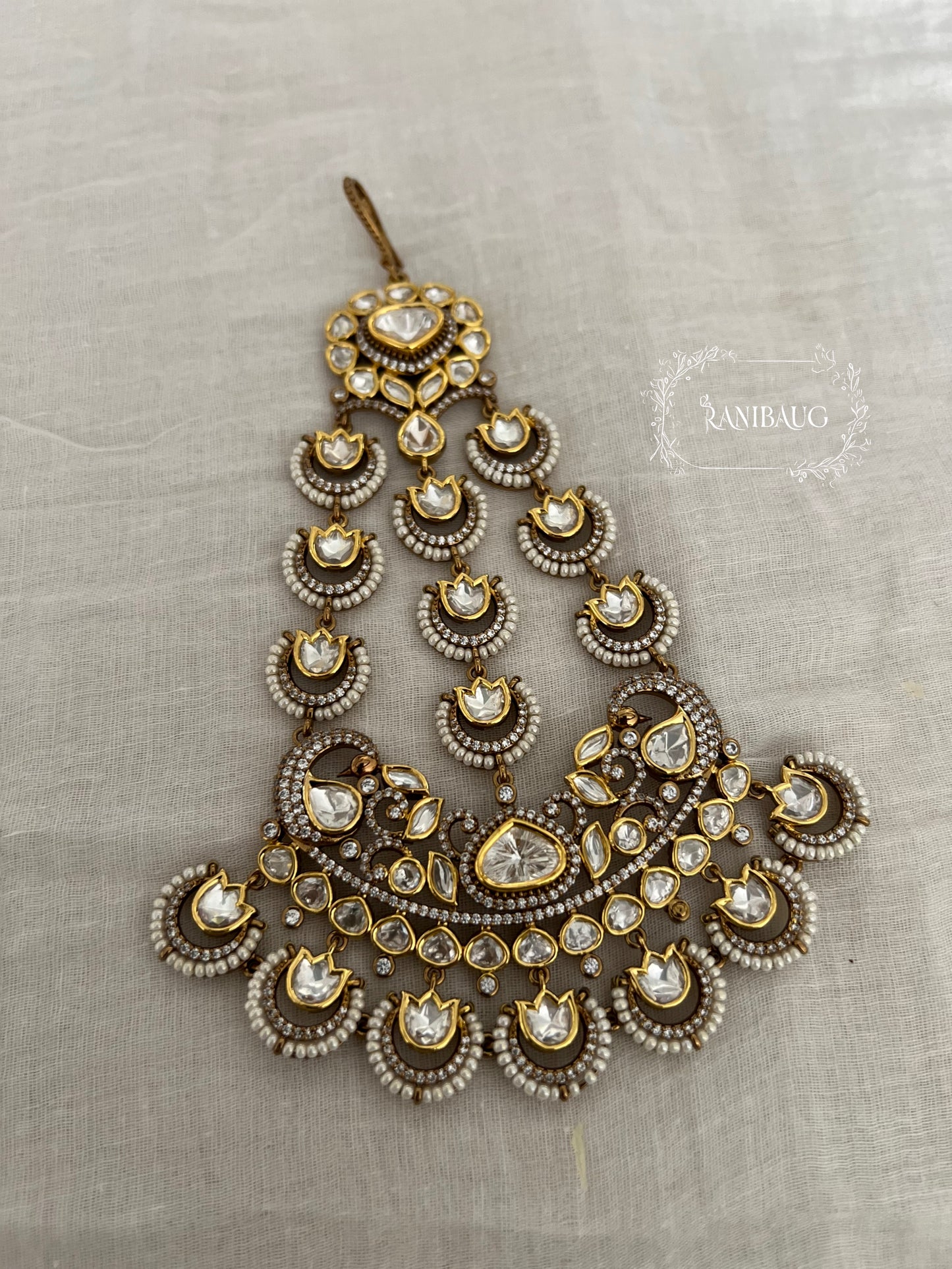 Inaya Tulip Floral Motif Antique Gold Tone Passa Hair Jewellery By Ranibaug