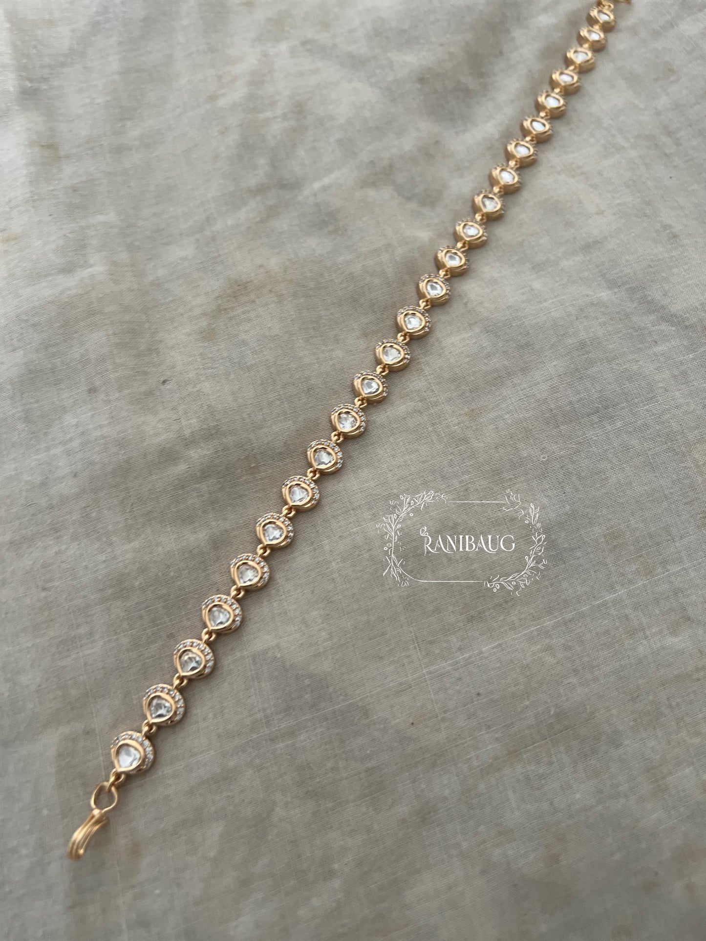 Indumati Round Kundan Polki Sheeshpatti With Crystal Halo Detailing By Ranibaug