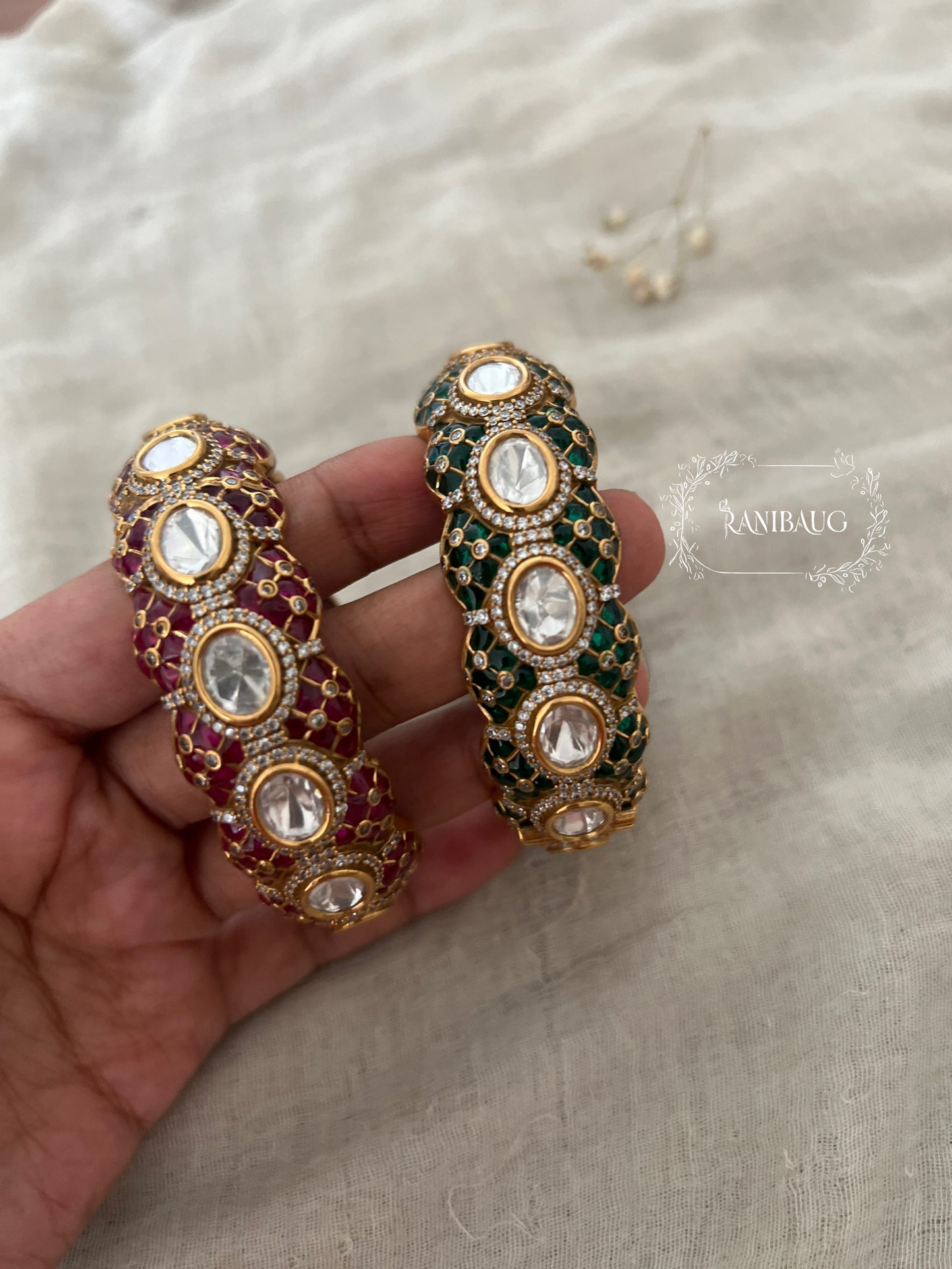 Ishani Big Polki Kundan Motif Studded Kada Set By Ranibaug (Single)