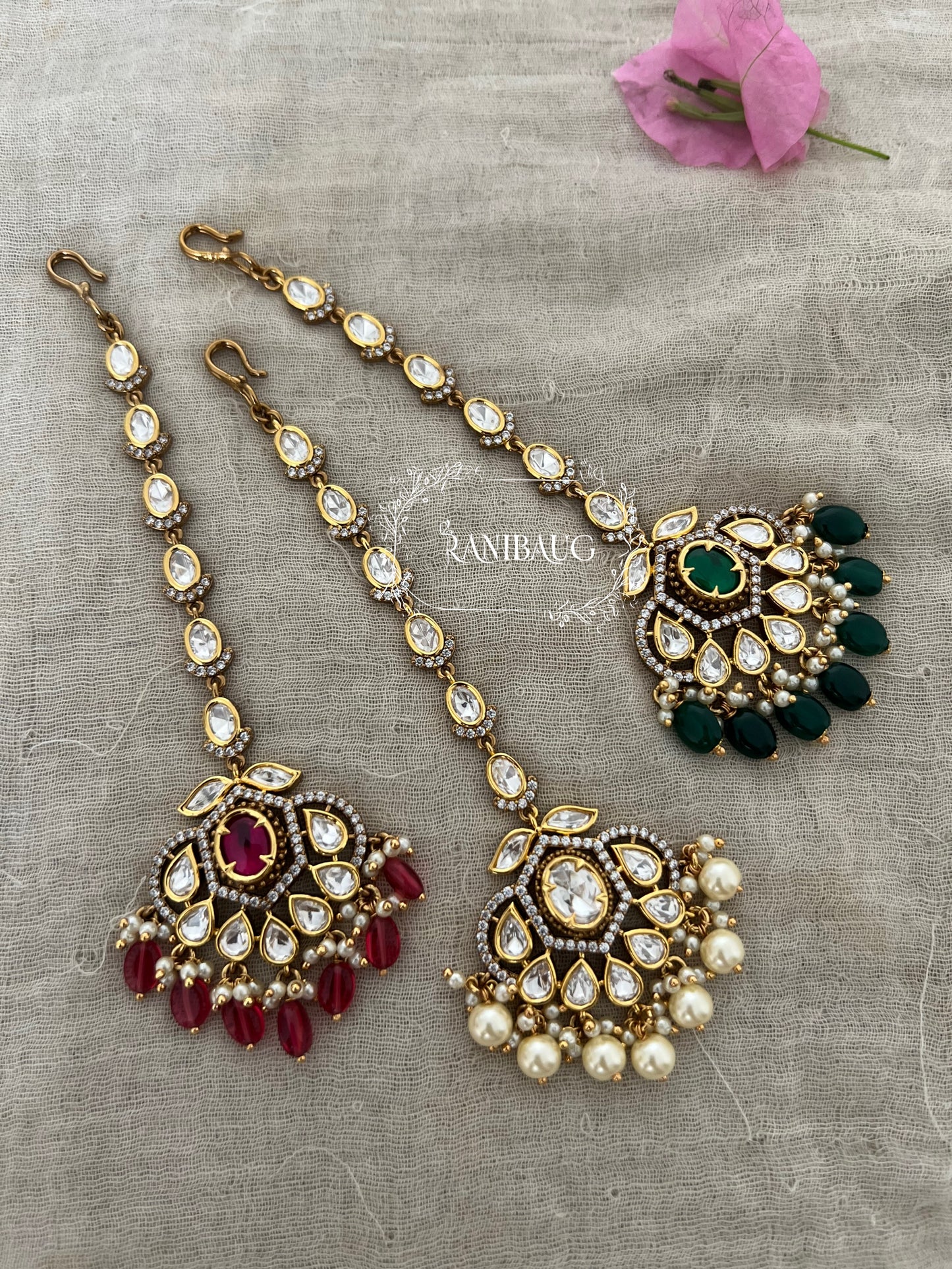 Jaya Victorian Finish Polki Maang Tikka By Ranibaug