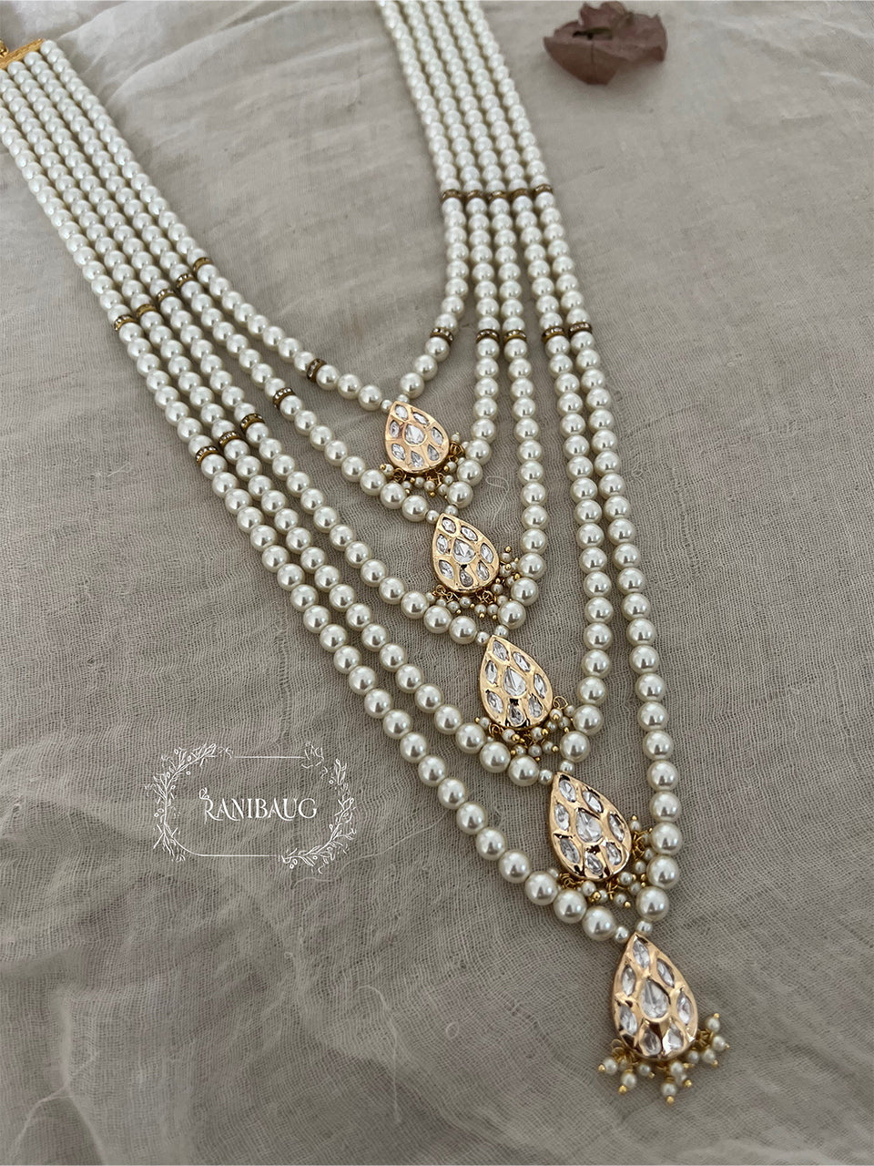Jayshree Five Layered Mala Royal Mala Adorned With Creamy Pearls By Ranibaug