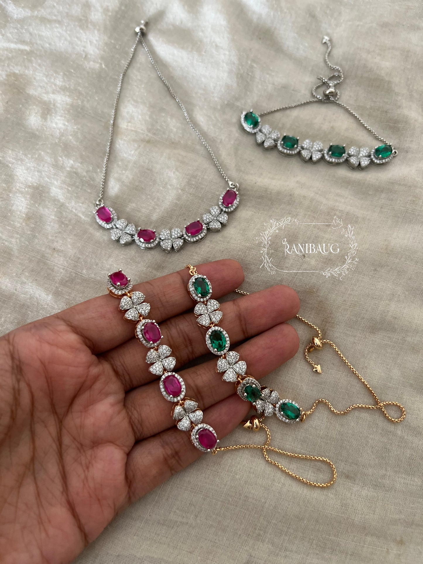 Kamya Floral Diamond Statement Bracelet Festive Jewelry By Ranibaug
