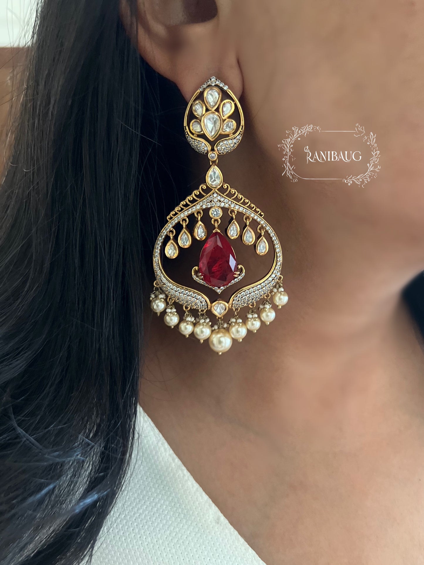 Kanishka Elegant Pearl Drop Bridal Earrings | Ranibaug