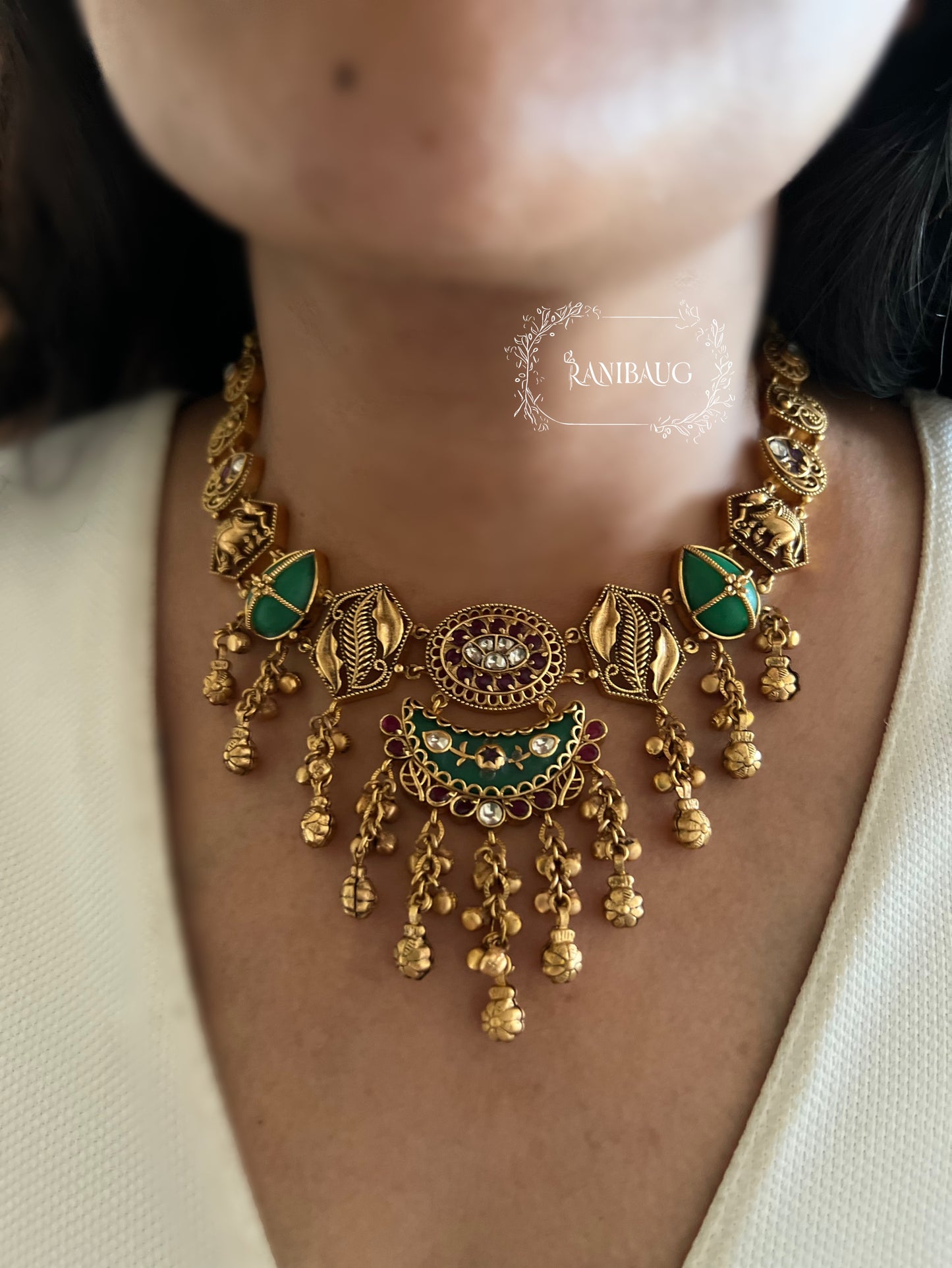 Karmi Beautiful Matt Gold Finish Vintage Style Heritage Jewelry By Ranibaug