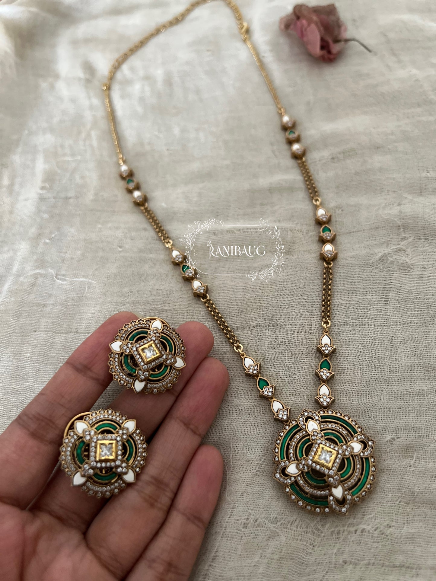 Karvi Designer Motif Victorian Necklace Set By Ranibaug