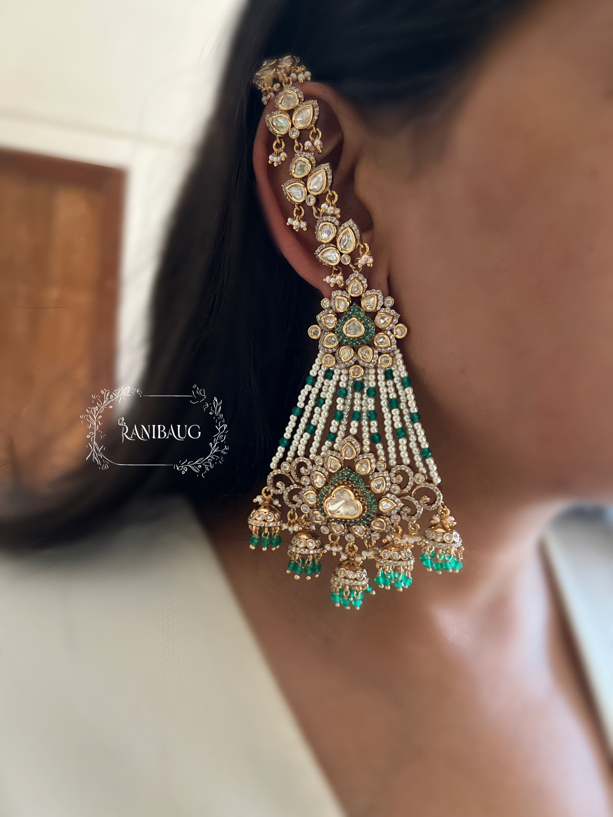 Kavisha Polki Kundan Pearl Adorned Ear Cuff Chandbali By Ranibaug