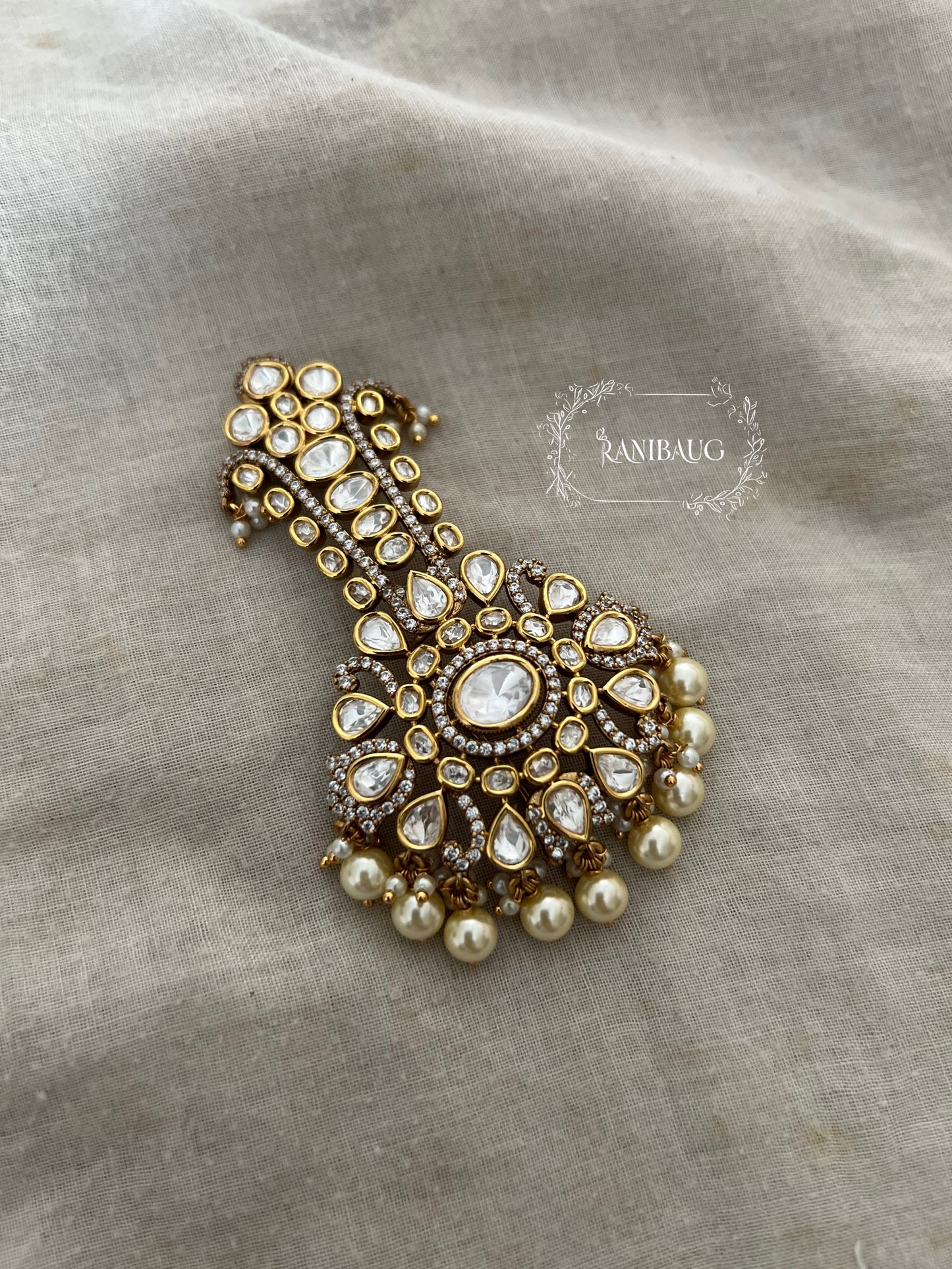Lagan Premium Gold Tone Polki Kundan Kalgi For Safa By Ranibaug