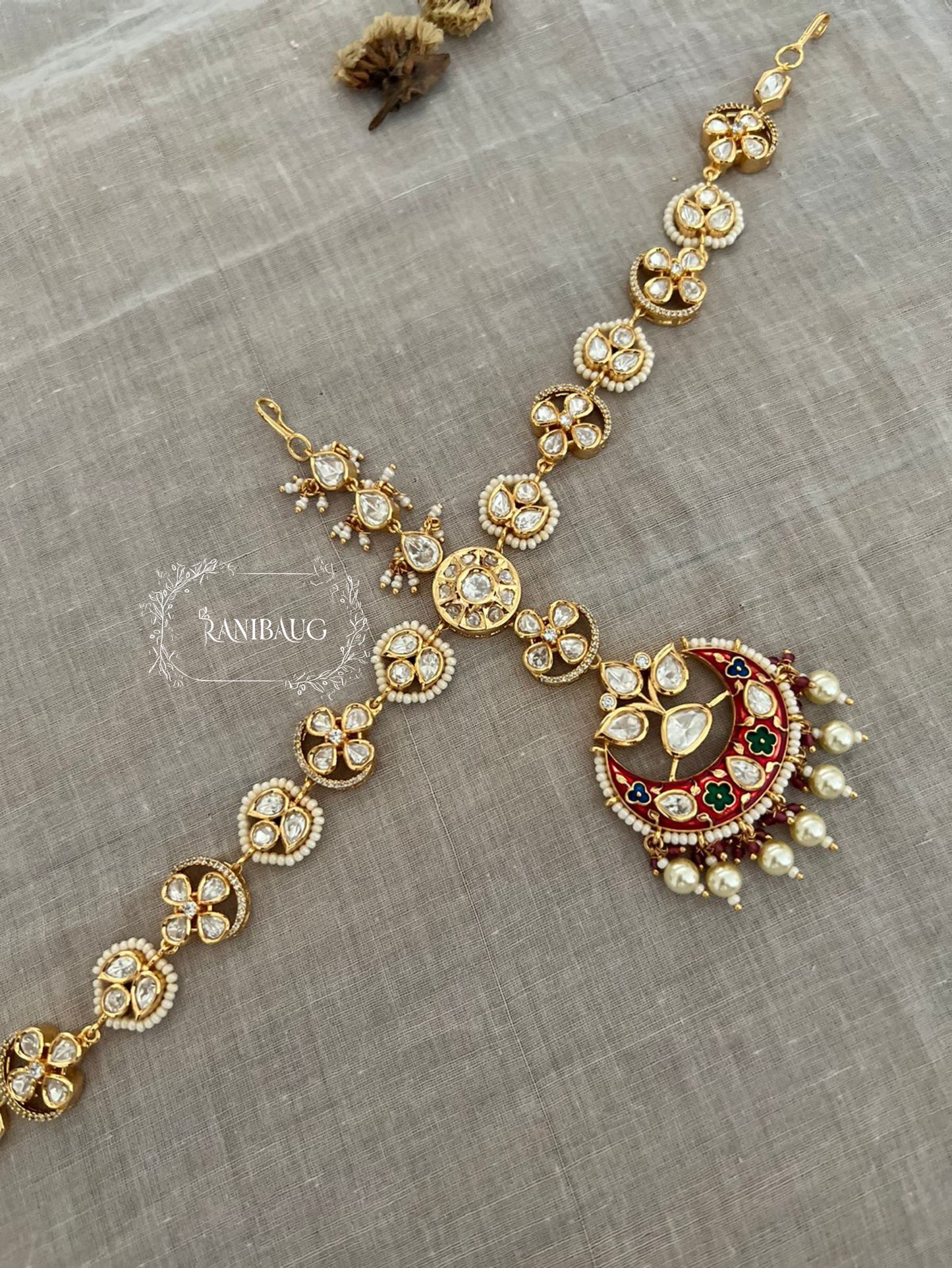 Lakshmi Rajasthani Gold Kundan Sheeshphool For Wedding By Ranibaug