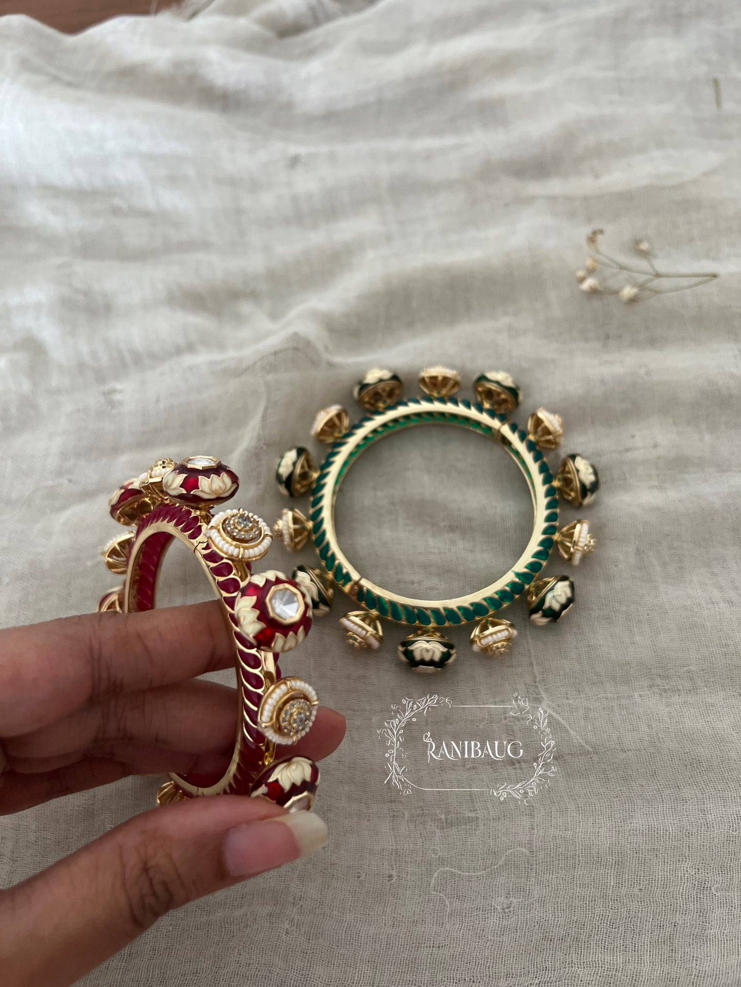 Lipika Bridal Kundan Bangles With Big Kundan Stones By Ranibaug