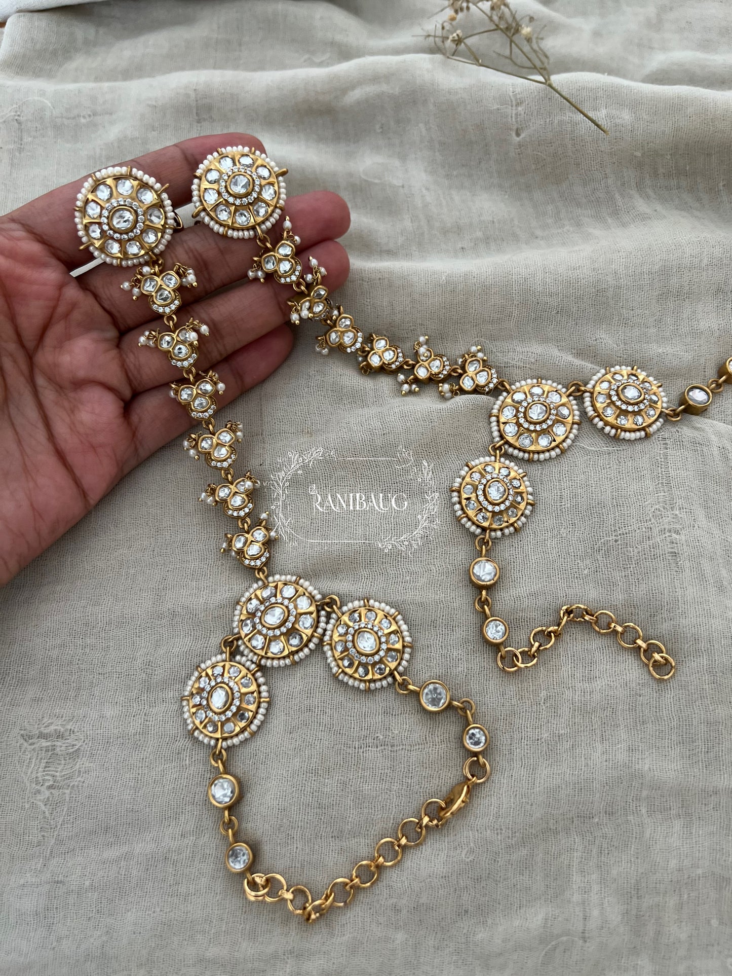 Madhu Antique Gold Kundan Hath Phool Jewellery | Ranibaug