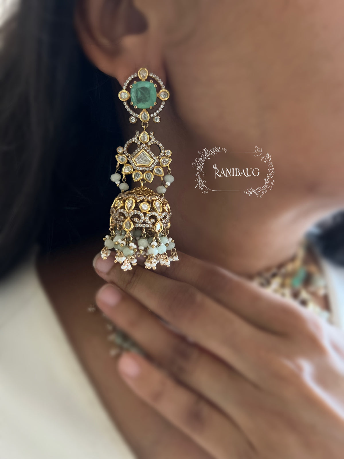 Madhura Polki Victorian Style Designer Choker Necklace Set With Maang Tikka By Ranibaug