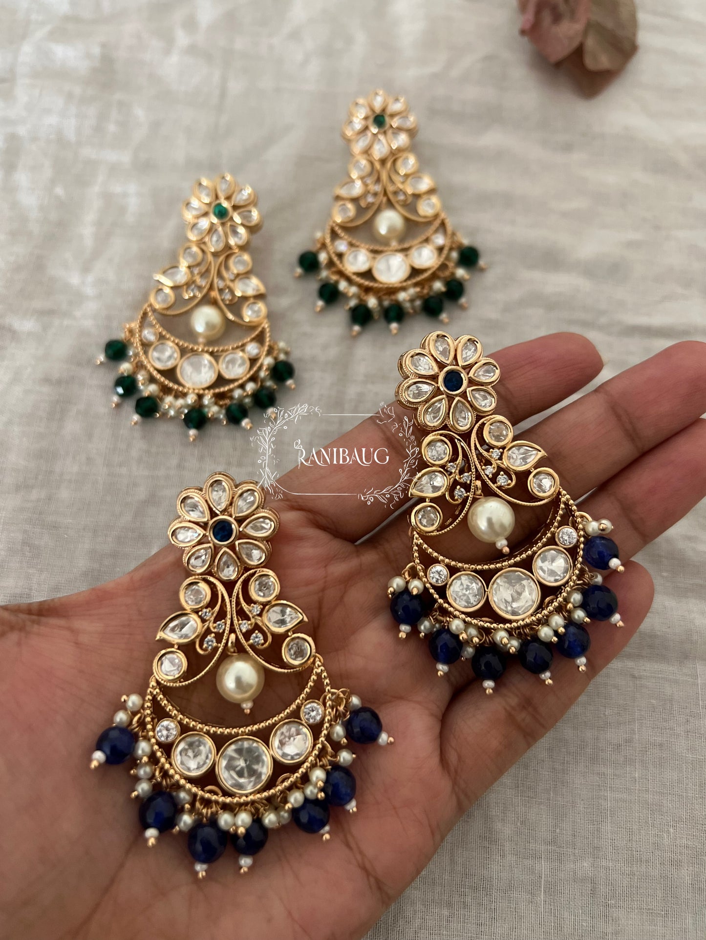 Mahi Indian Gemstone Kundan Earrings by Ranibaug