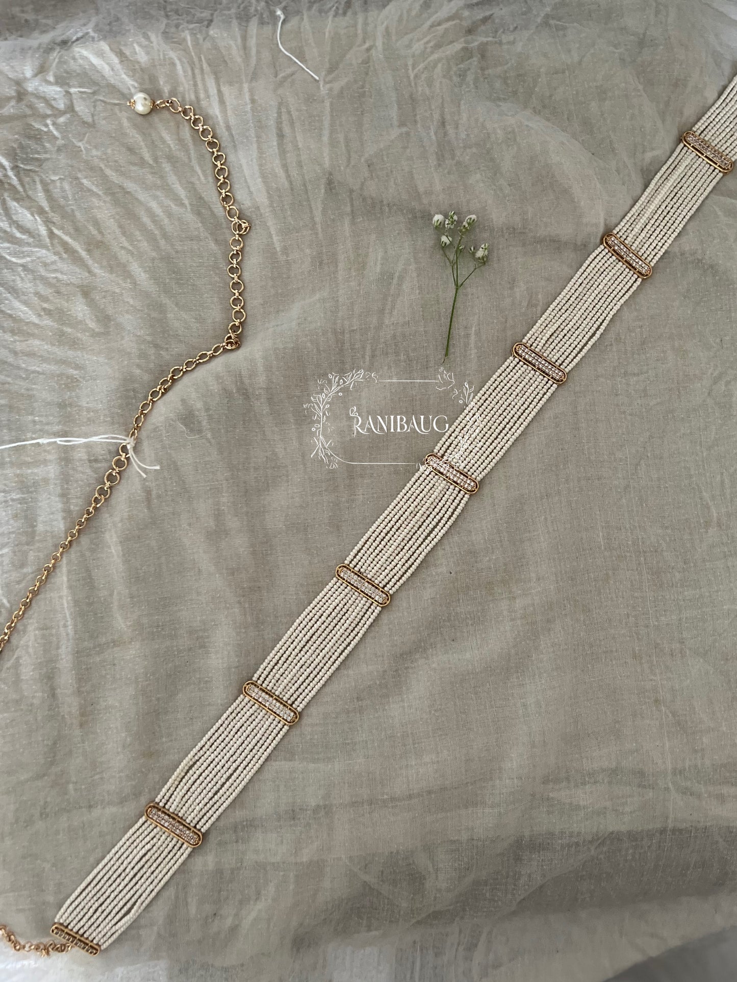 Manika Traditional Indian Pearl Chain Kamarbandh For Festive Occassion By Ranibaug