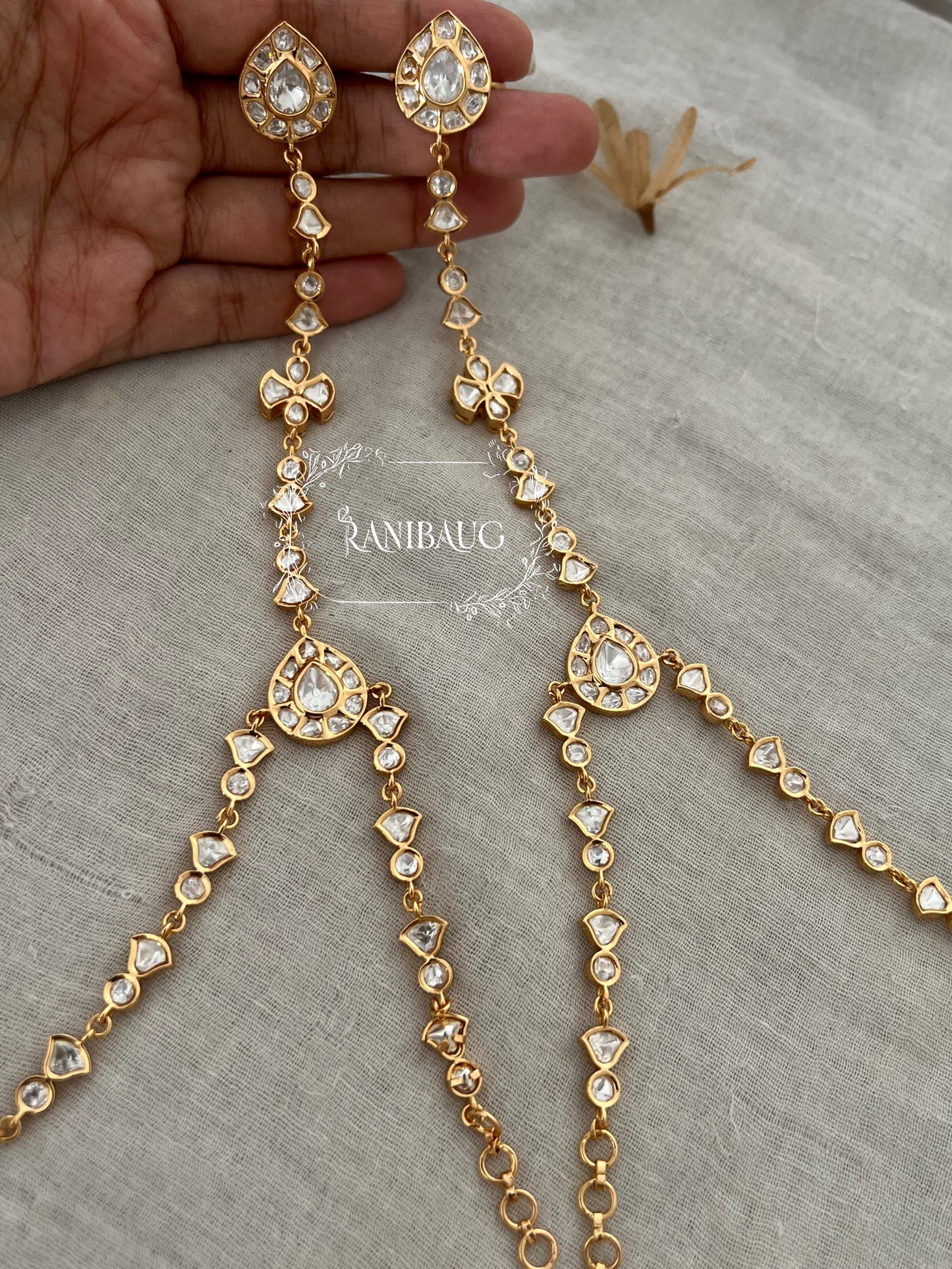 Mansi Gold Plated Polki Kundan Hathphool | Ranibaug