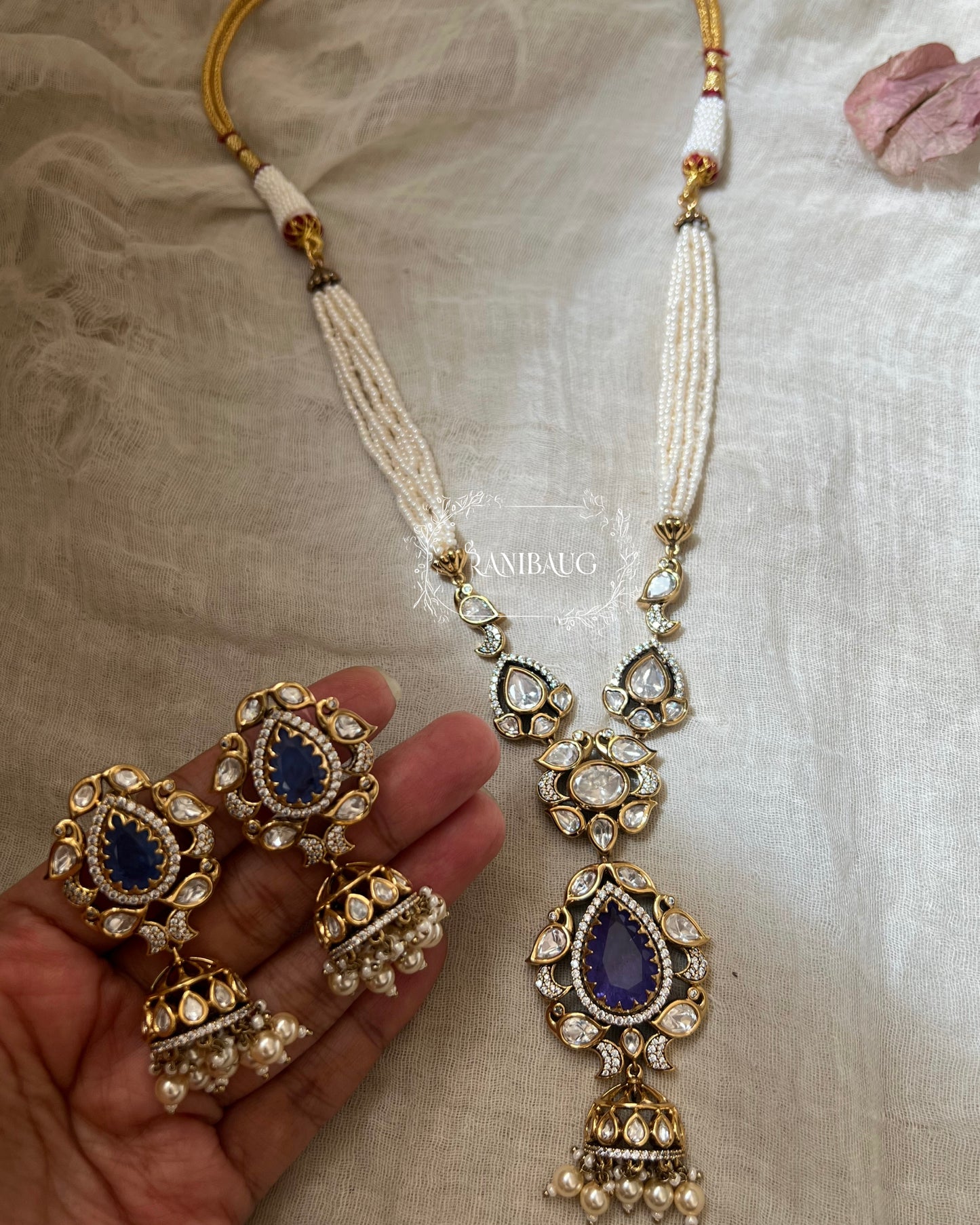 Masoom Vintage Grandeur Victorian Mossainite Necklace Statement Jewellery Set By Ranibaug | 2026 Designer Premium Jewelry