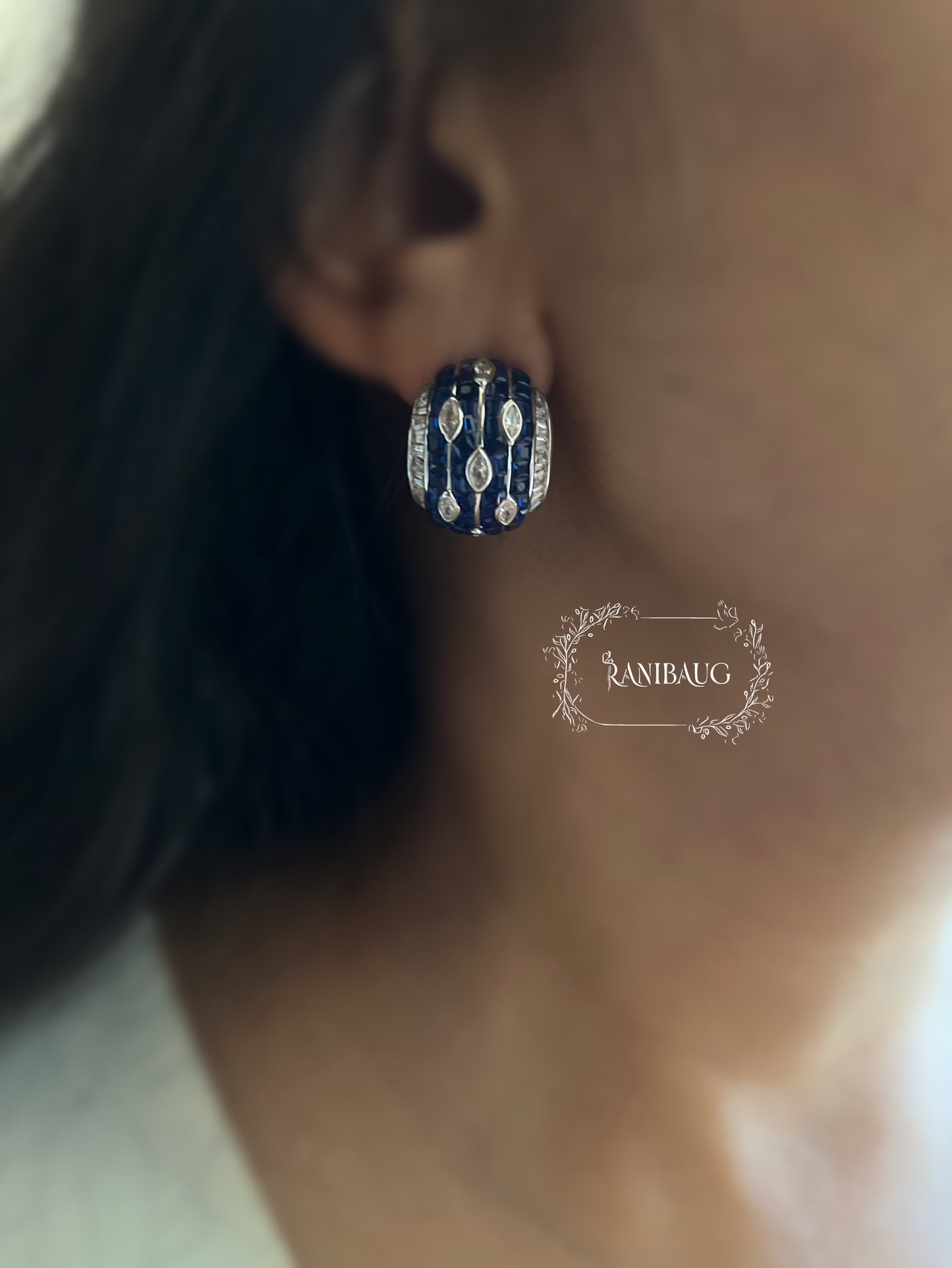 Mehera Arc Huggie Diamond Ear Studs In Different Colors By Ranibaug