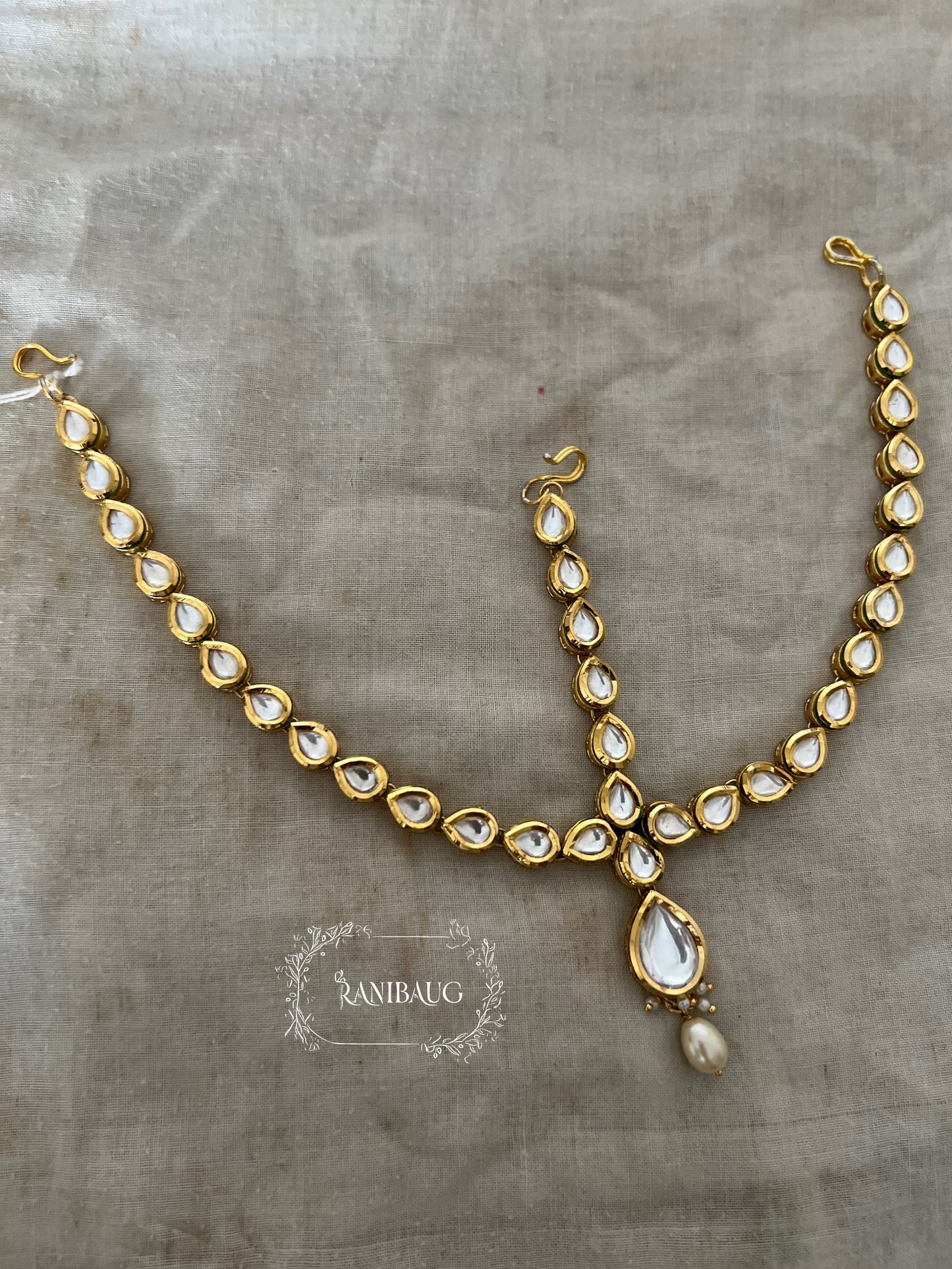 Minakshi Polki Kundan Gold Finish Mathapatti Hair Jewelry By Ranibaug