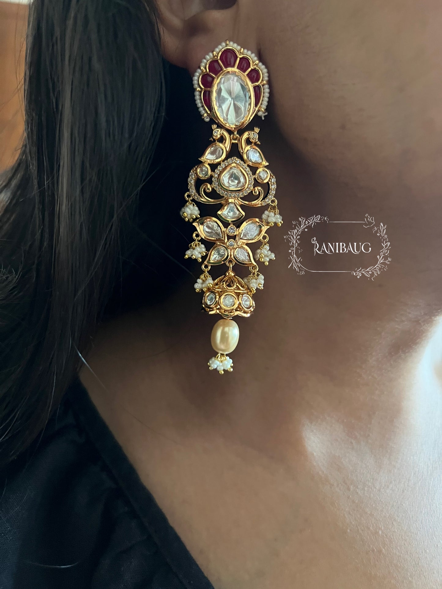Misha Long Gold Earrings by Ranibaug
