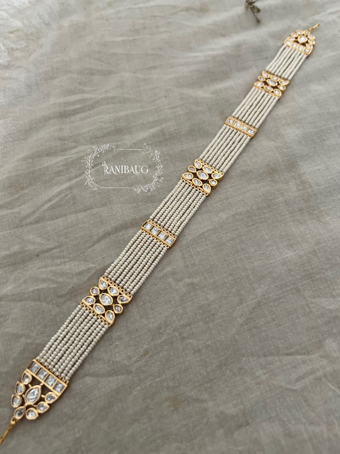 Mohar Pearl & Gold Kundan Seeshpatti By Ranibaug