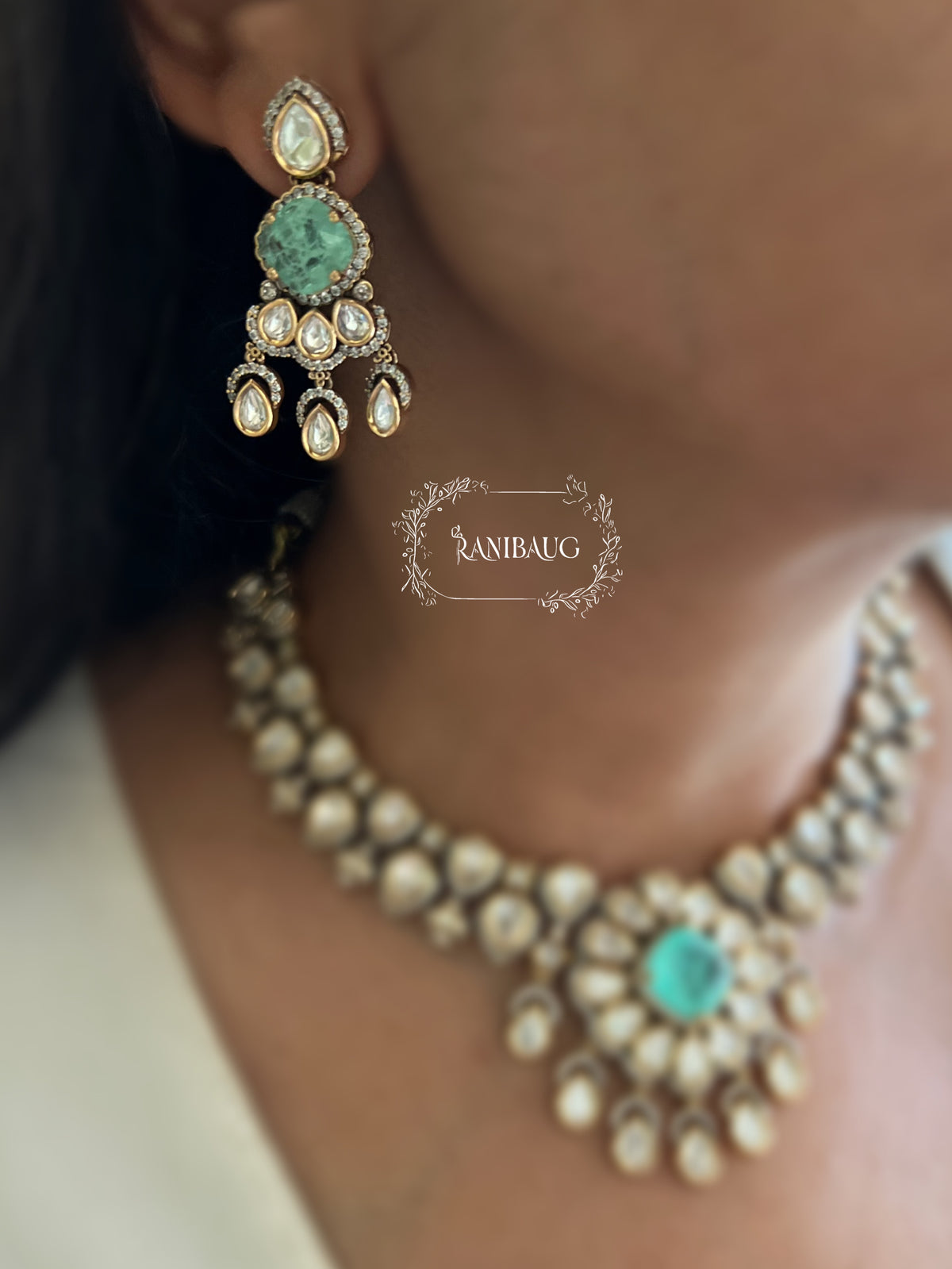 Neeti Polki Kundan Floral Color Gemstone Gold Finish Festive Wedding Jewelry By Ranibaug