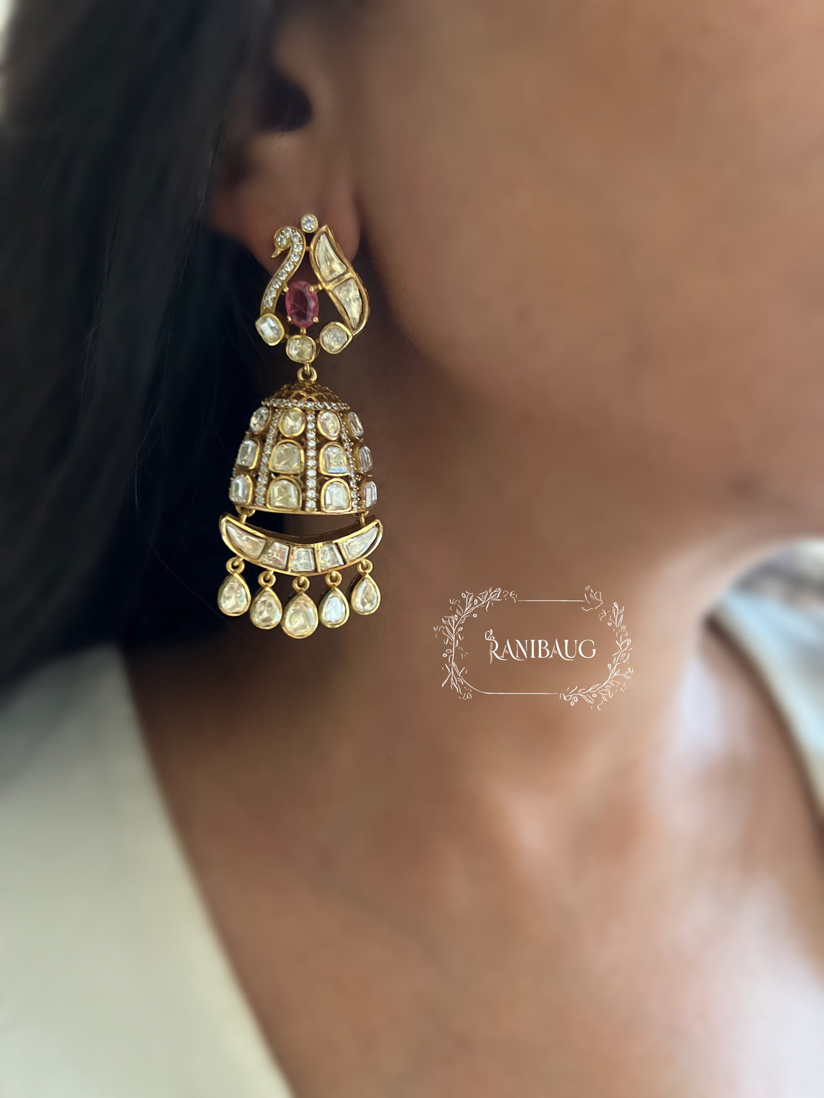 Nishita Kundan Gold Finish Royal Jhumka By Ranibaug