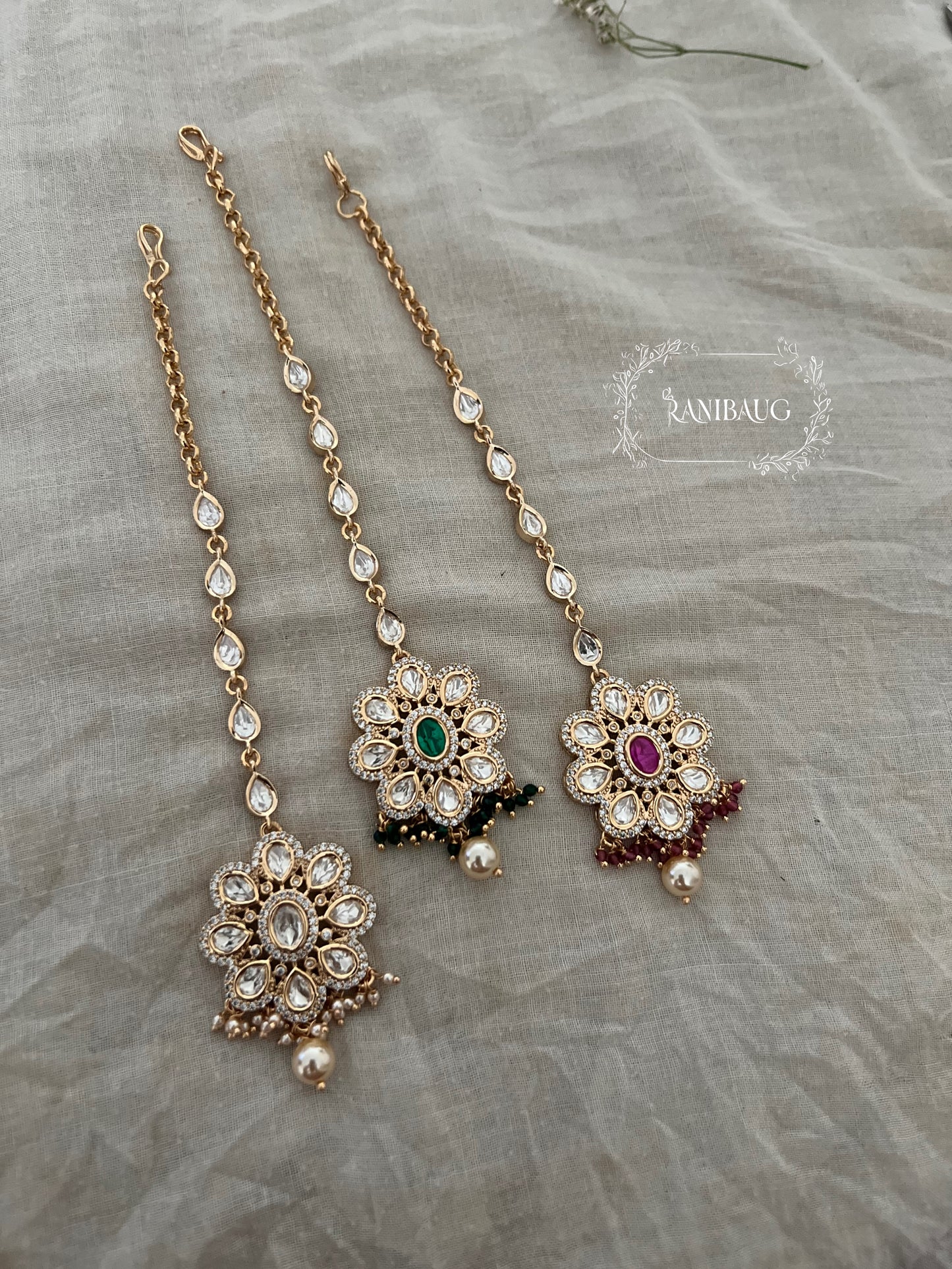 Nishtha Gold Plated Floral Maang Tikka By Ranibaug