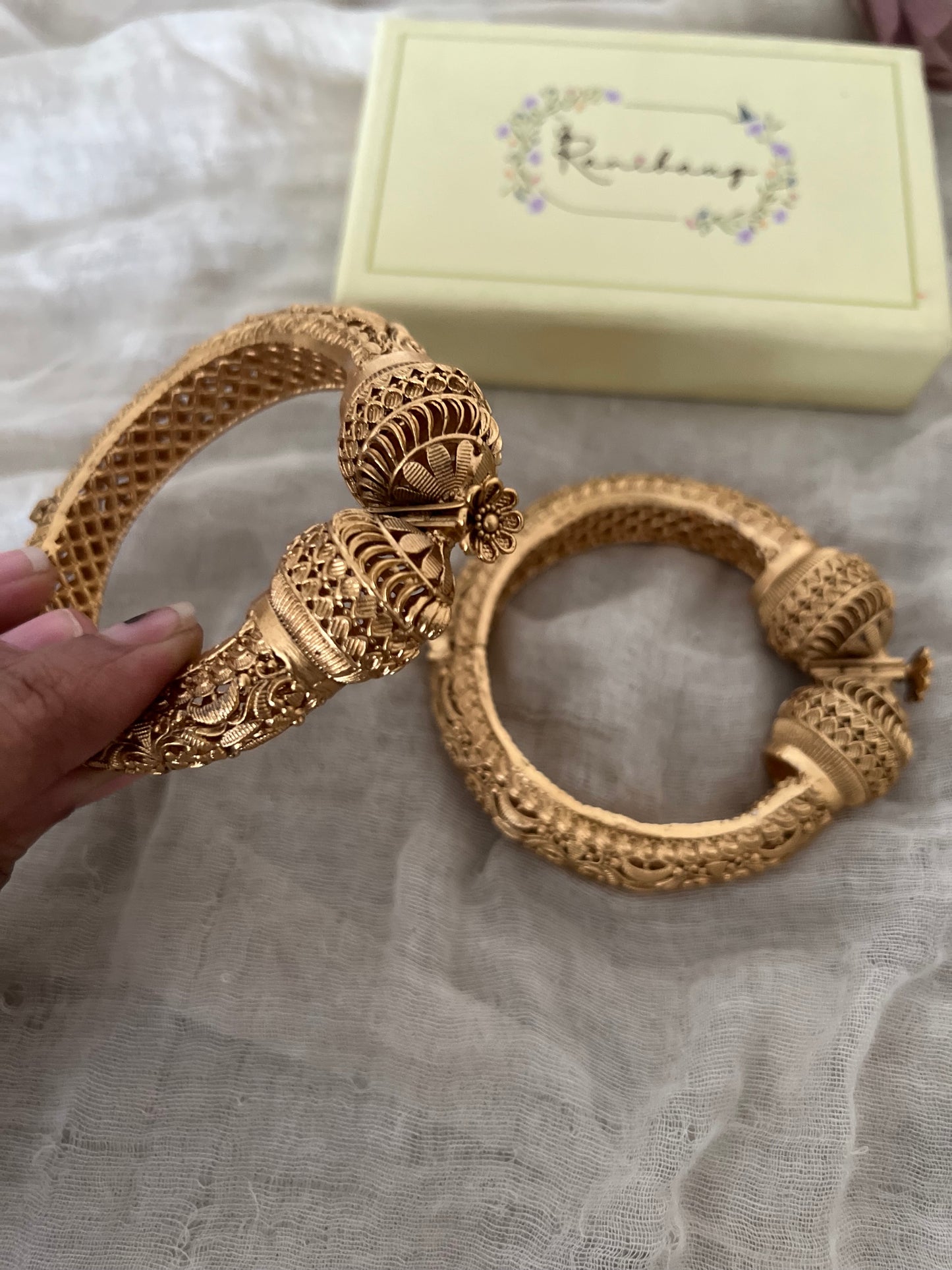 Palakshi Heritage Gold Temple Kada Bangles By Ranibaug