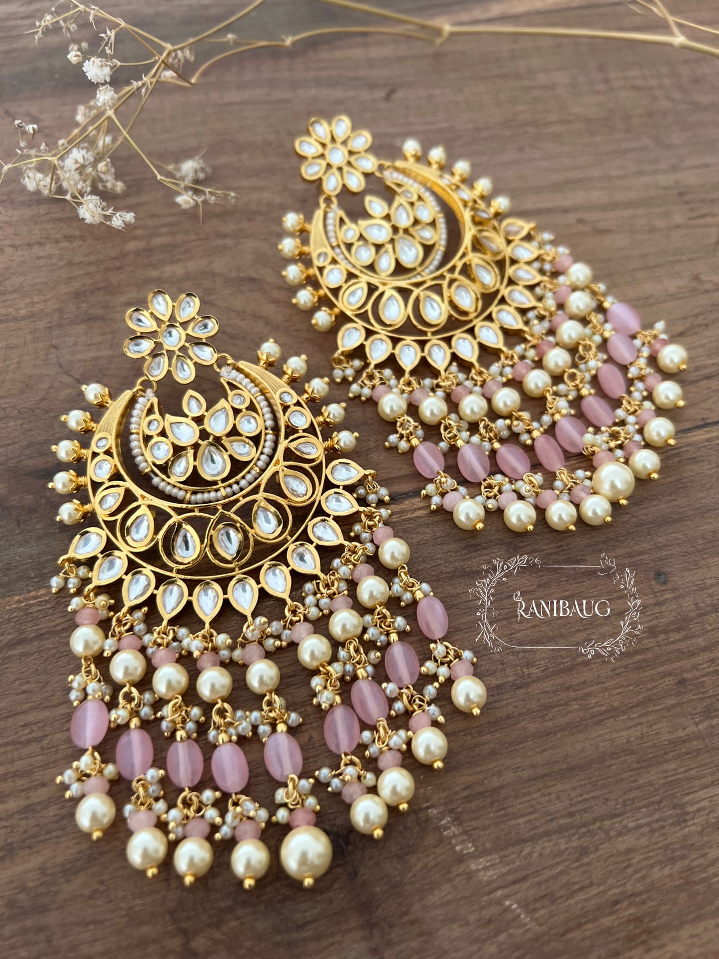 Pranaya Blush Kundan Pearl Chandbali | Ranibaug