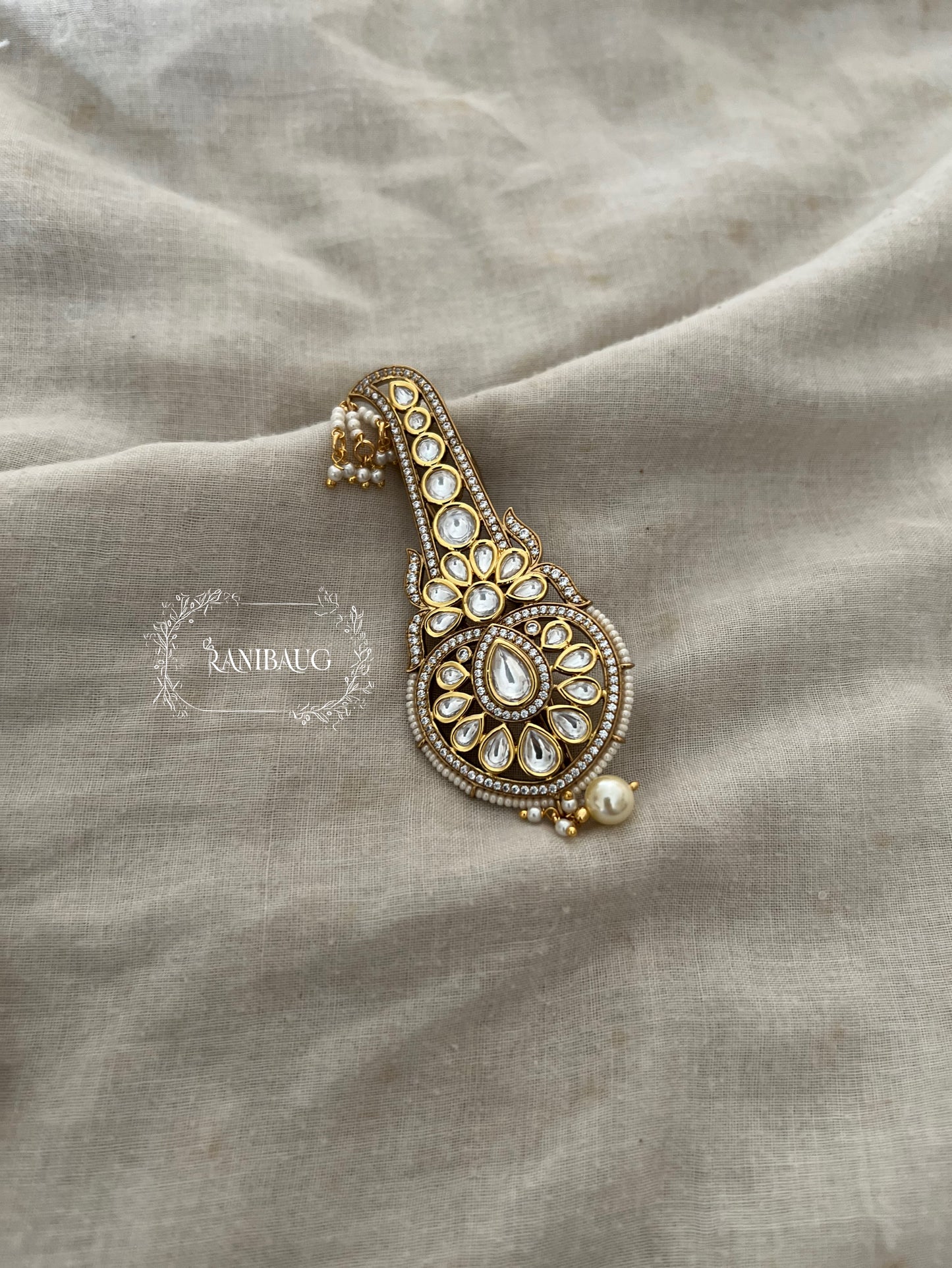 Prem Indian Traditional Polki Kundan Gold Plated Groom Kalgi Online By Ranibaug