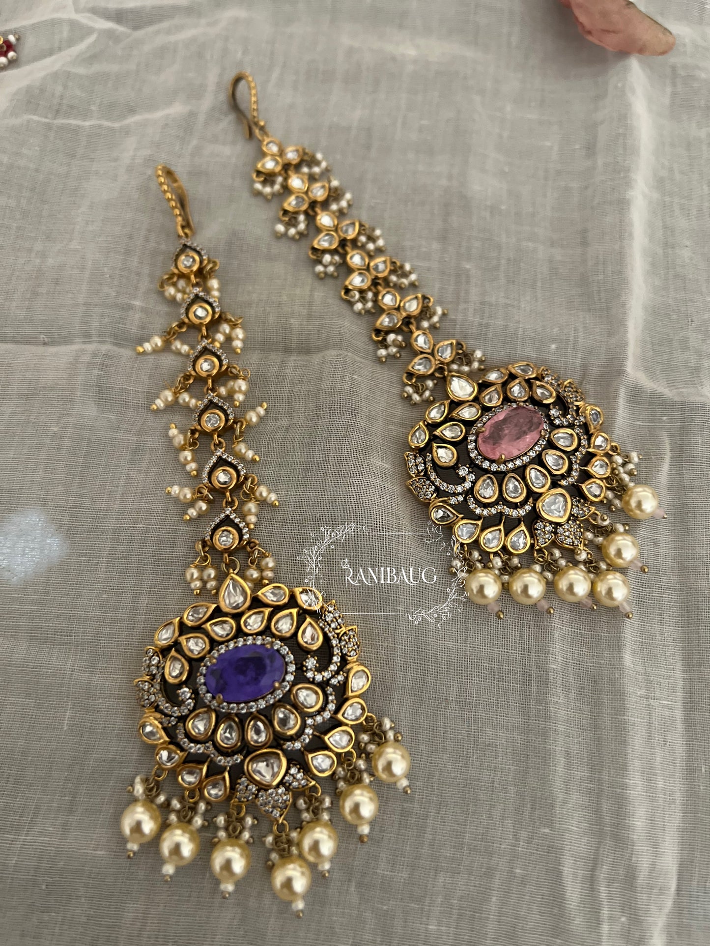 Priya Gold Plated Polki Kundan Stone Tikka By Ranibaug
