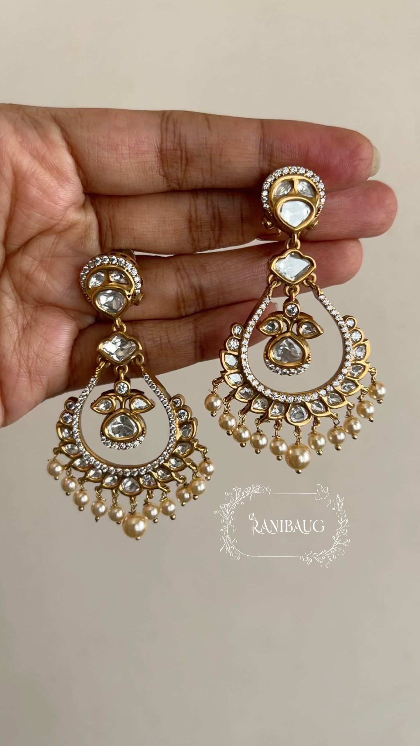 Rajkumari Traditional Polki Drop Earrings by Ranibaug